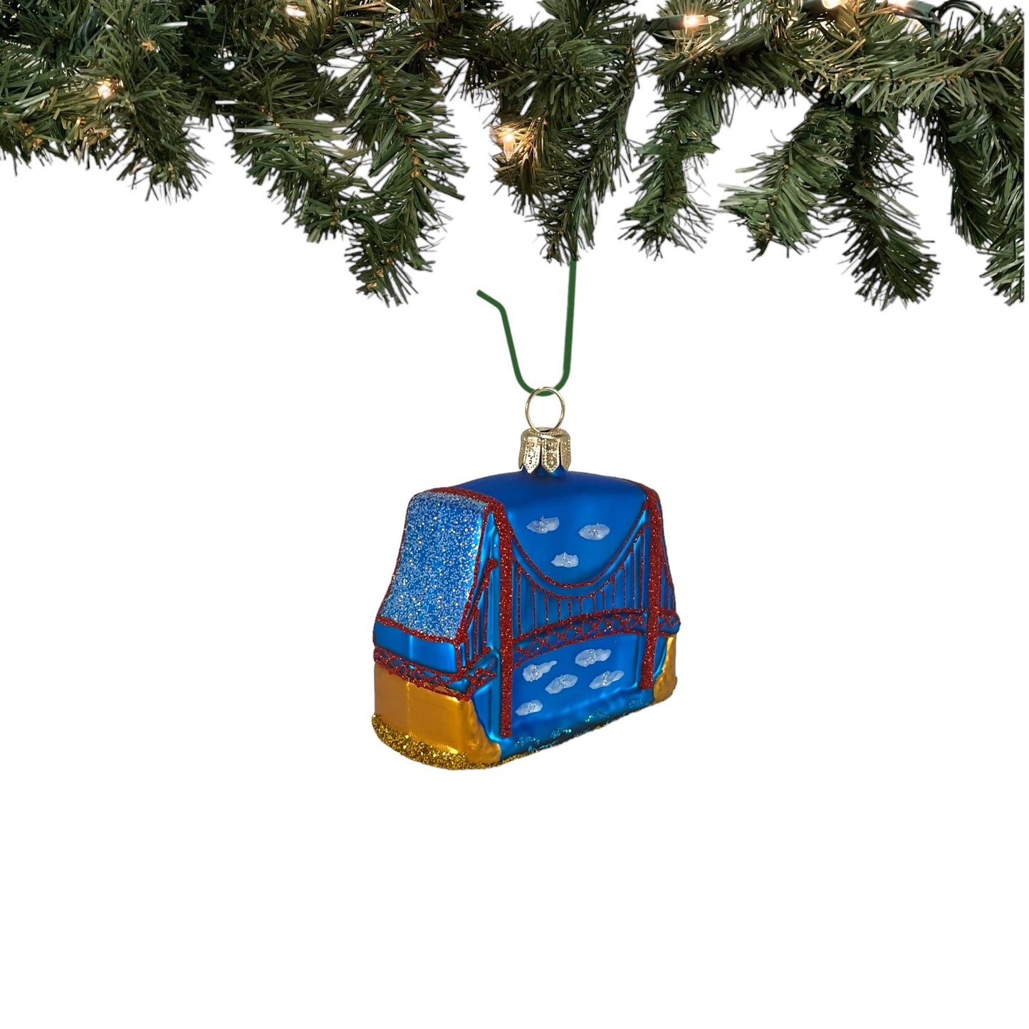 Pinnacle Peak Trading Golden Gate Bridge San Francisco Small Polish Glass Christmas Ornament