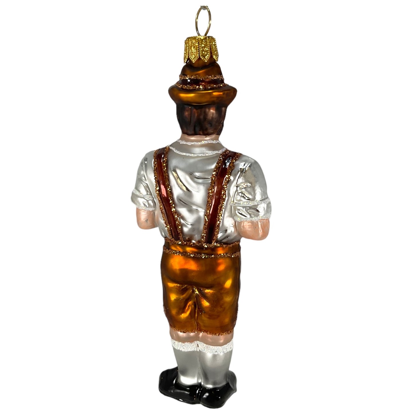 Bavarian Man Pretzel and Beer Polish Blown Glass Christmas Ornament Decoration