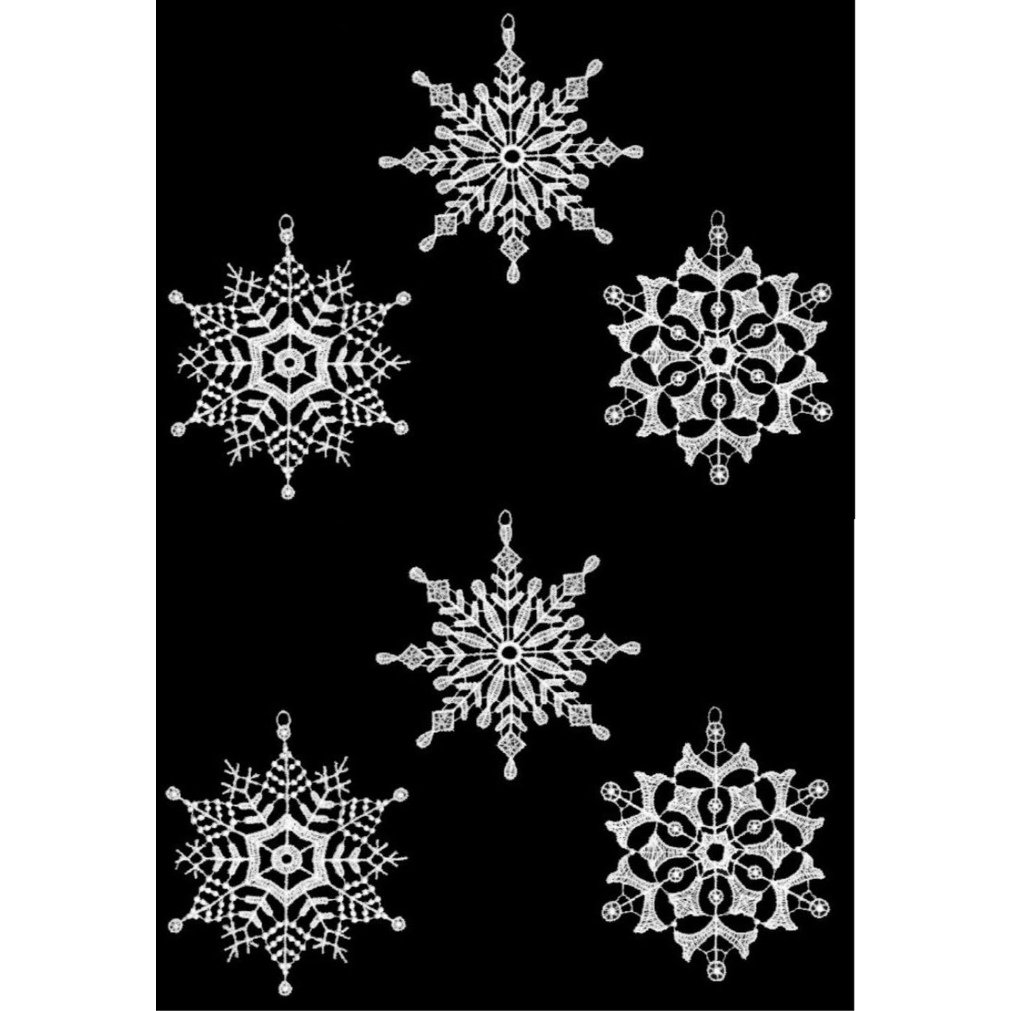 White Stars Snowstars German Lace Christmas Tree Ornaments Set of 6