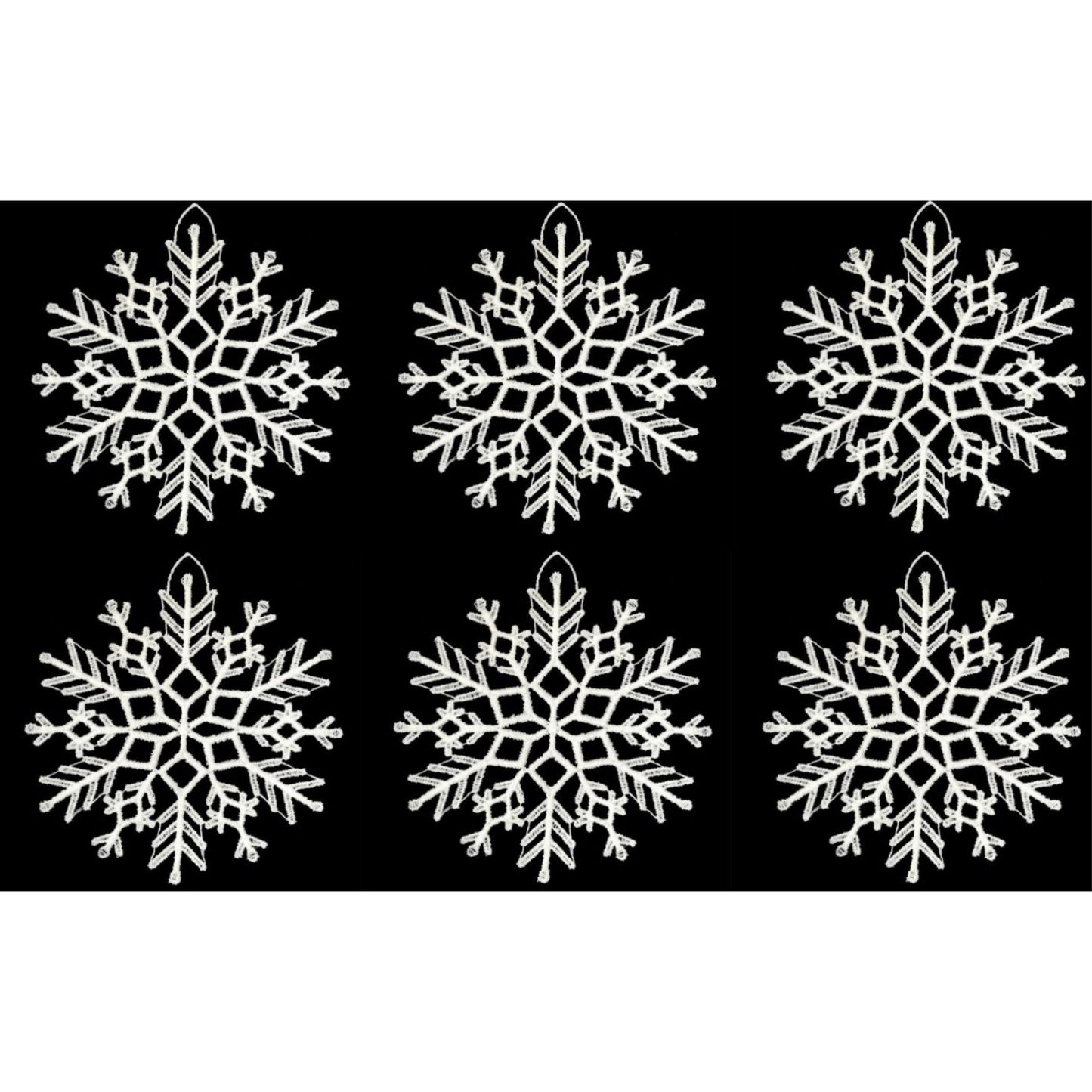 White Snowflake Snowstars Christmas Tree German Lace Ornament Set of 6 5.9 Inch