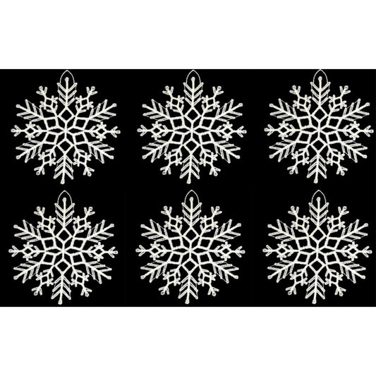 White Snowflake Snowstars Christmas Tree German Lace Ornament Set of 6 5.9 Inch