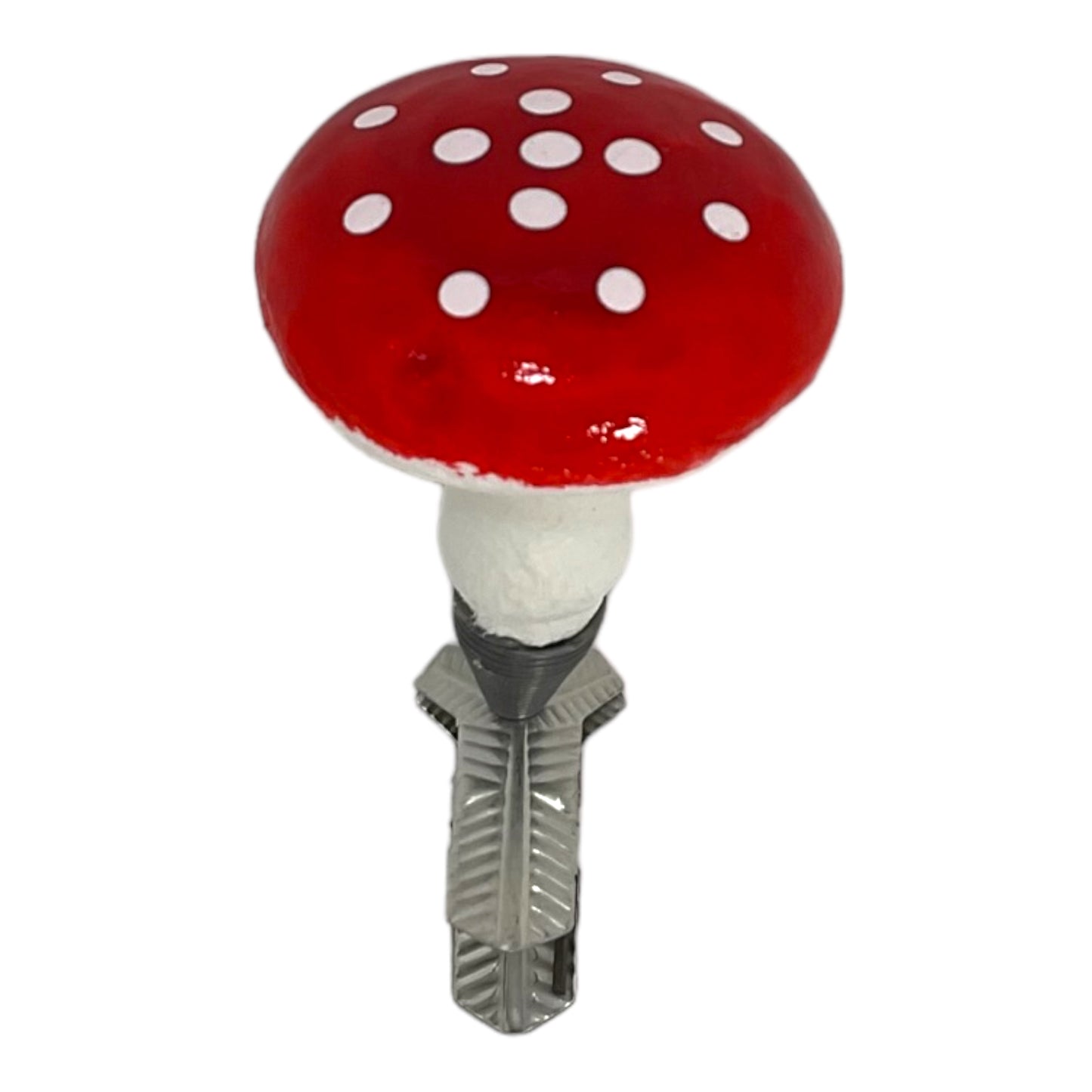 Red Toadstool Mushrooms German Paper Mache Christmas Tree Ornaments Set of 4