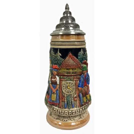 Black Forest Cuckoo Clock Schwarzwald Relief LE German Stoneware Beer Stein .5 L