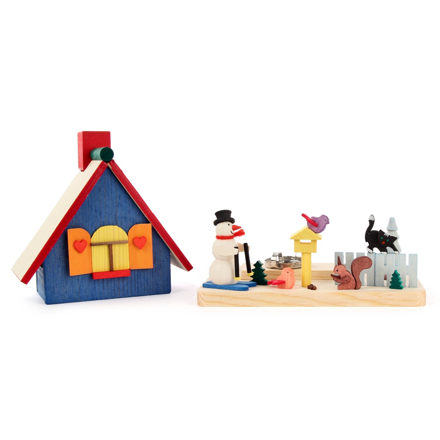 Pinnacle Peak Trading German Wood Smokehouse with Snowman Incense Burner 4.8 In