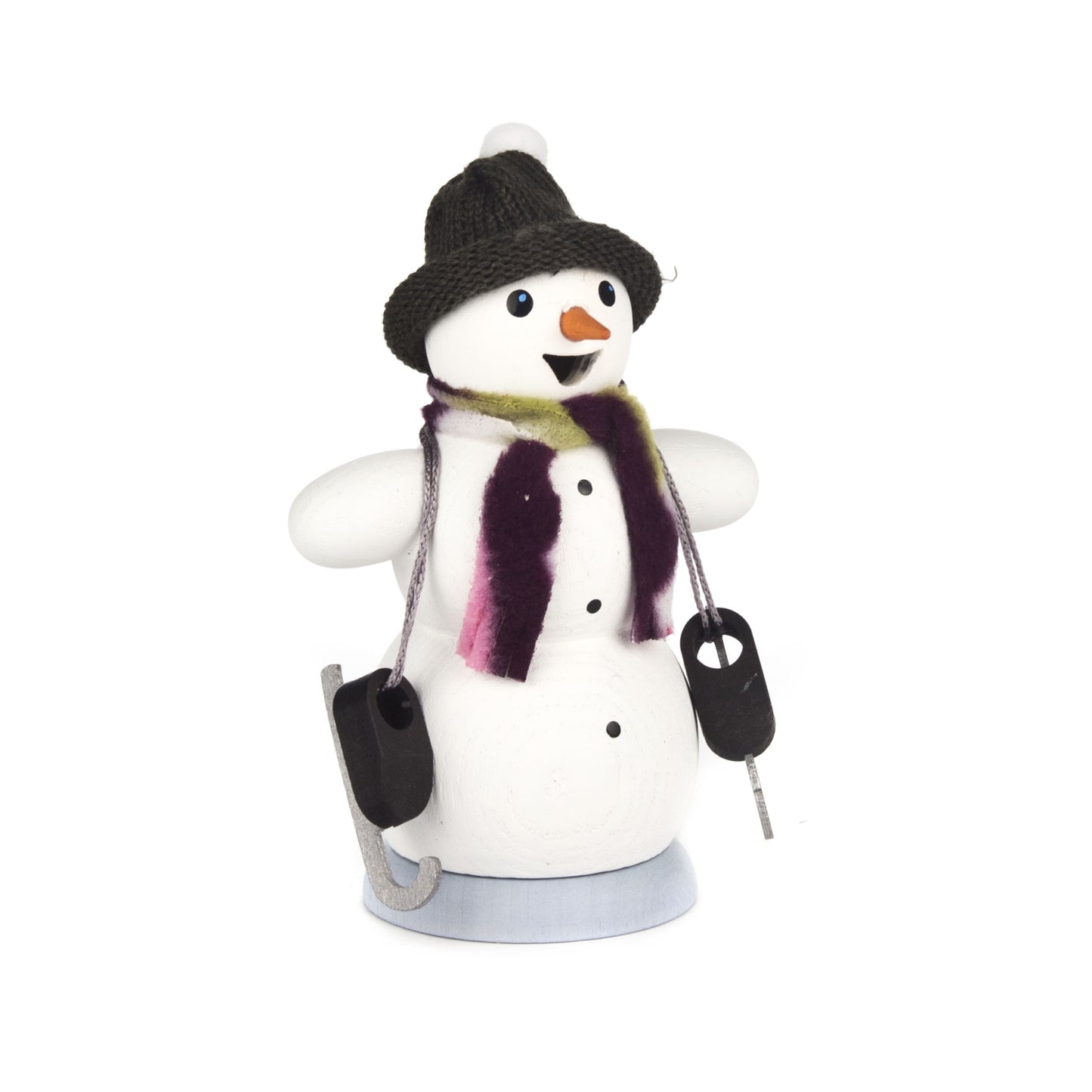 Pinnacle Peak Trading German Wood Smoker Snowman with Ice Skates Incense Burner