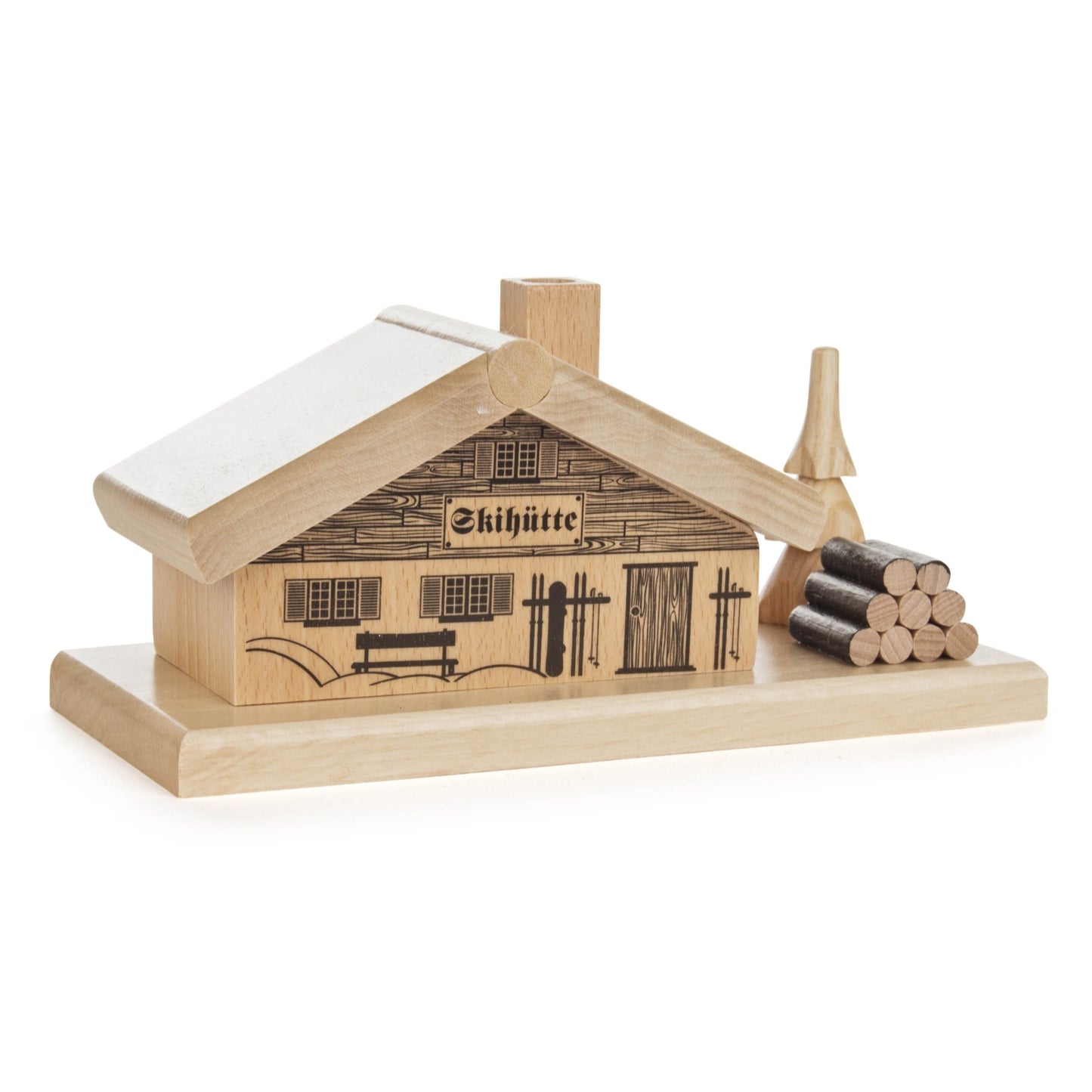 Pinnacle Peak Trading German Wood Ski Hut Smokehouse with Tree Incense Smoker Burner