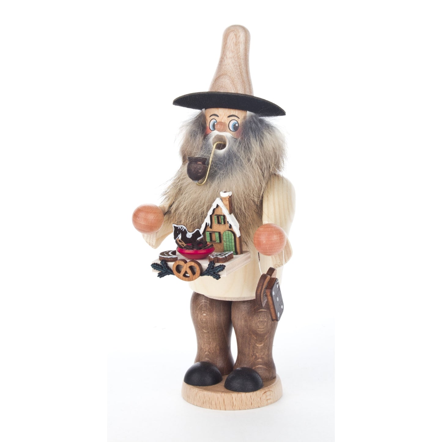 Pinnacle Peak Trading German Smoker Wood Christmas Gingerbread Vendor Incense Burner 7.6 Inch