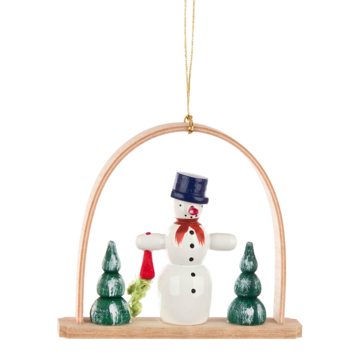 Pinnacle Peak Trading German Wood Hanging Snowman with Carrot Ornament 2.7 Inch
