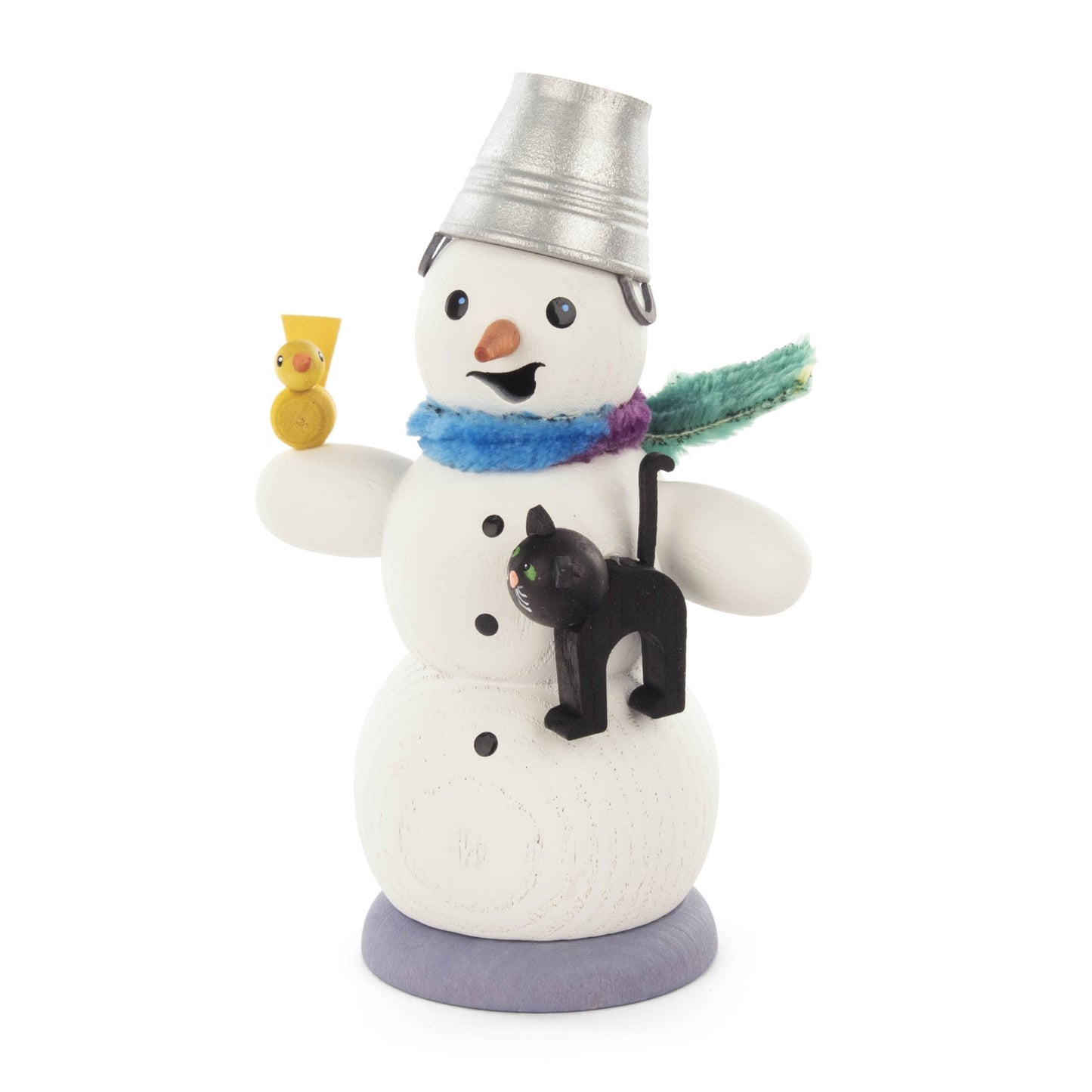 Pinnacle Peak Trading German Wood Snowman with Cat Incense Ornament 5.7 Inch