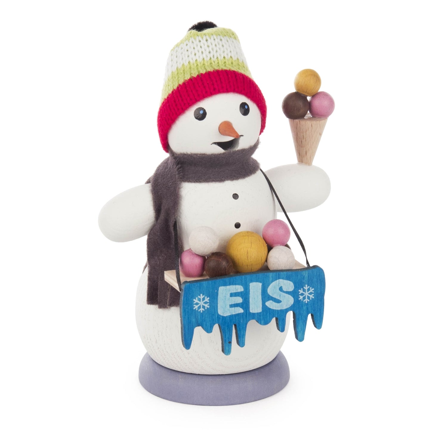 Pinnacle Peak Trading German Wood Snowman Ice Cream Vendor Incense Burner 5 Inch