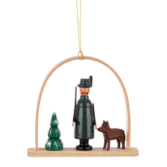 Pinnacle Peak Trading German Wood Hanging Hunter Ornament 2.7 Inch Natural Color