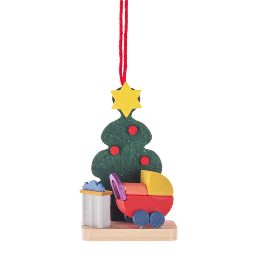 Pinnacle Peak Trading German Wood Christmas Tree with Stoller Ornament 2.2 Inch