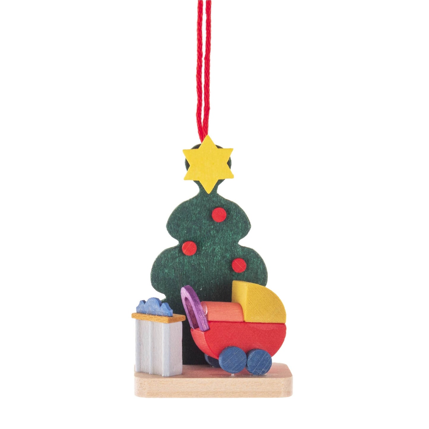 Pinnacle Peak Trading German Wood Christmas Tree with Stoller Ornament 2.2 Inch