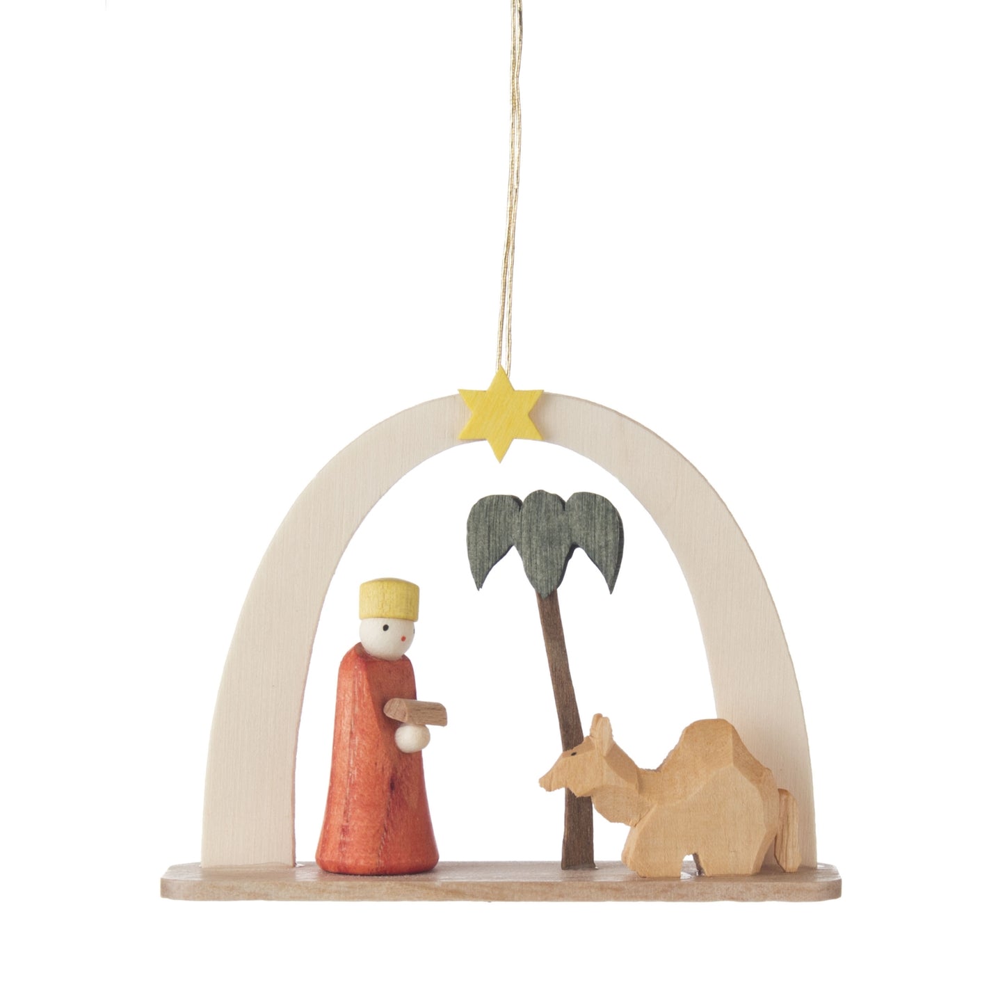 Pinnacle Peak Trading German Wood King with Camel Ornament 2.7 In Natural Color