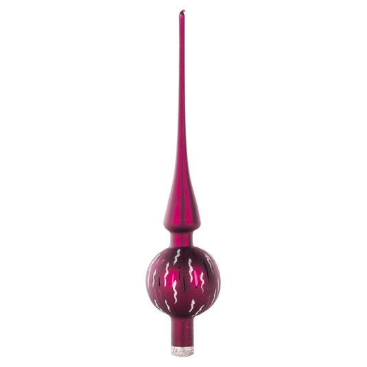 Pinnacle Peak Trading Berry Matte German Glass Tree Topper 10 In Made in Germany