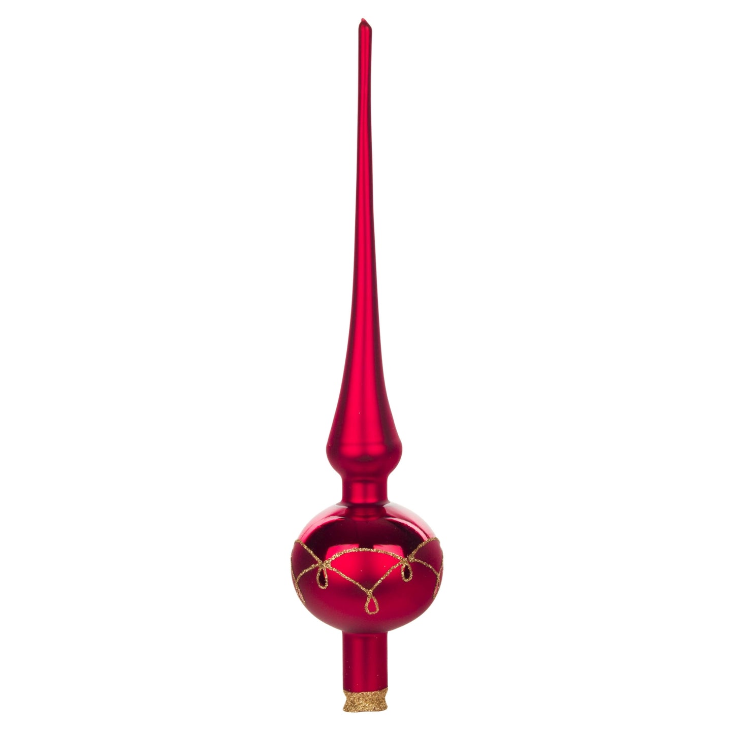 Pinnacle Peak Trading Red Matte German Glass Tree Topper 10 Inch Made in Germany