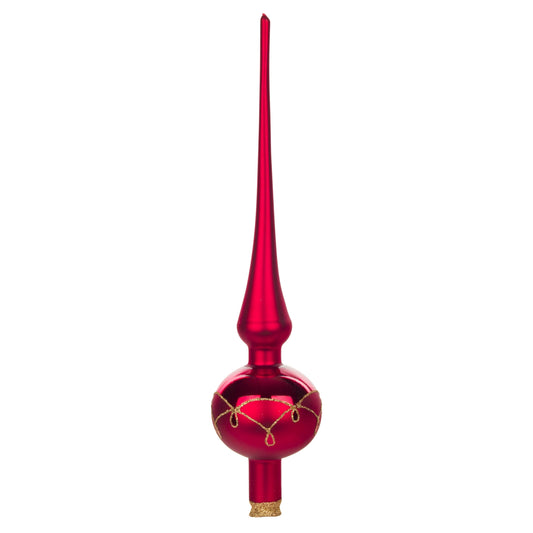 Pinnacle Peak Trading Red Matte German Glass Tree Topper 10 Inch Made in Germany