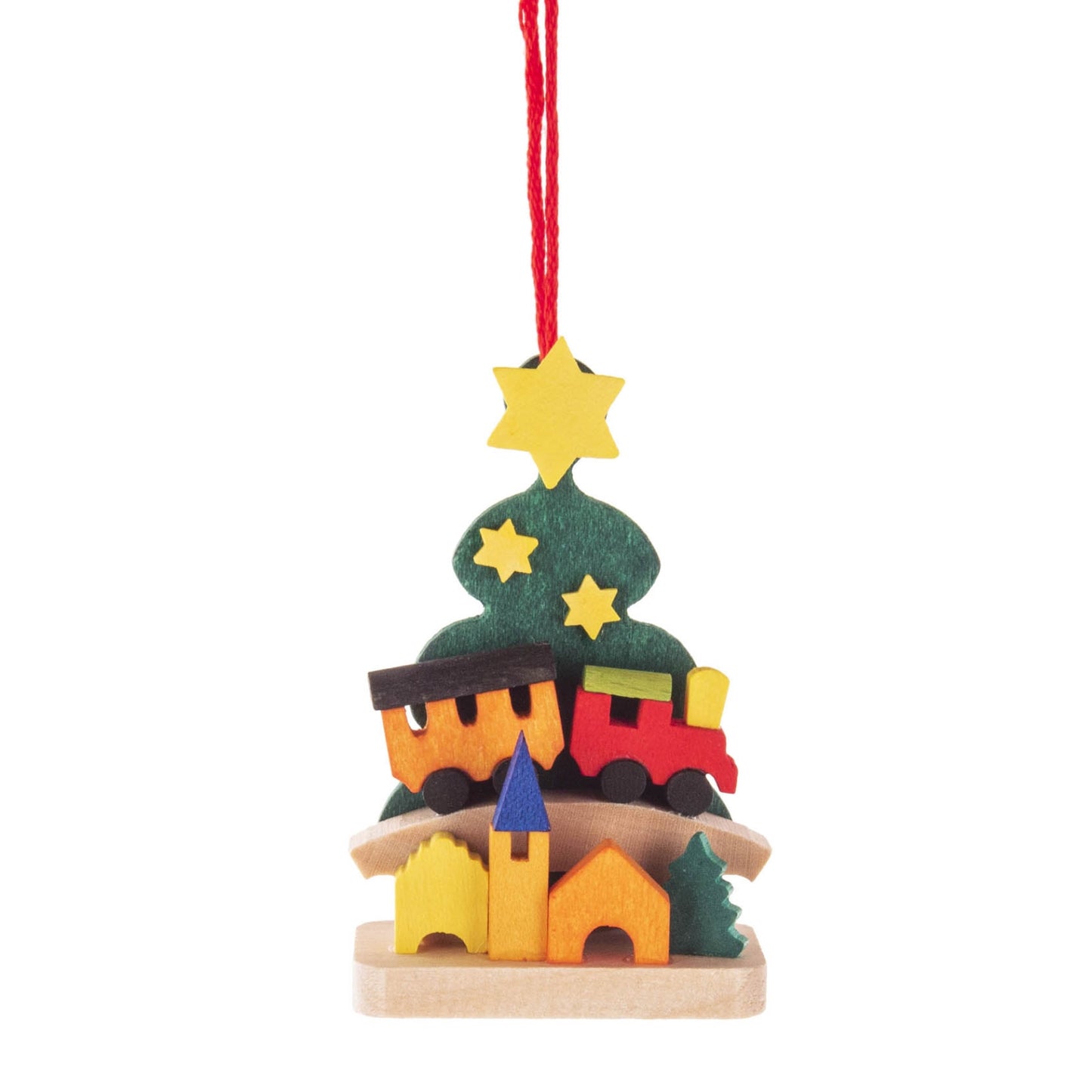 Pinnacle Peak Trading German Wood Christmas Tree with Railway Ornament 2.2 Inch