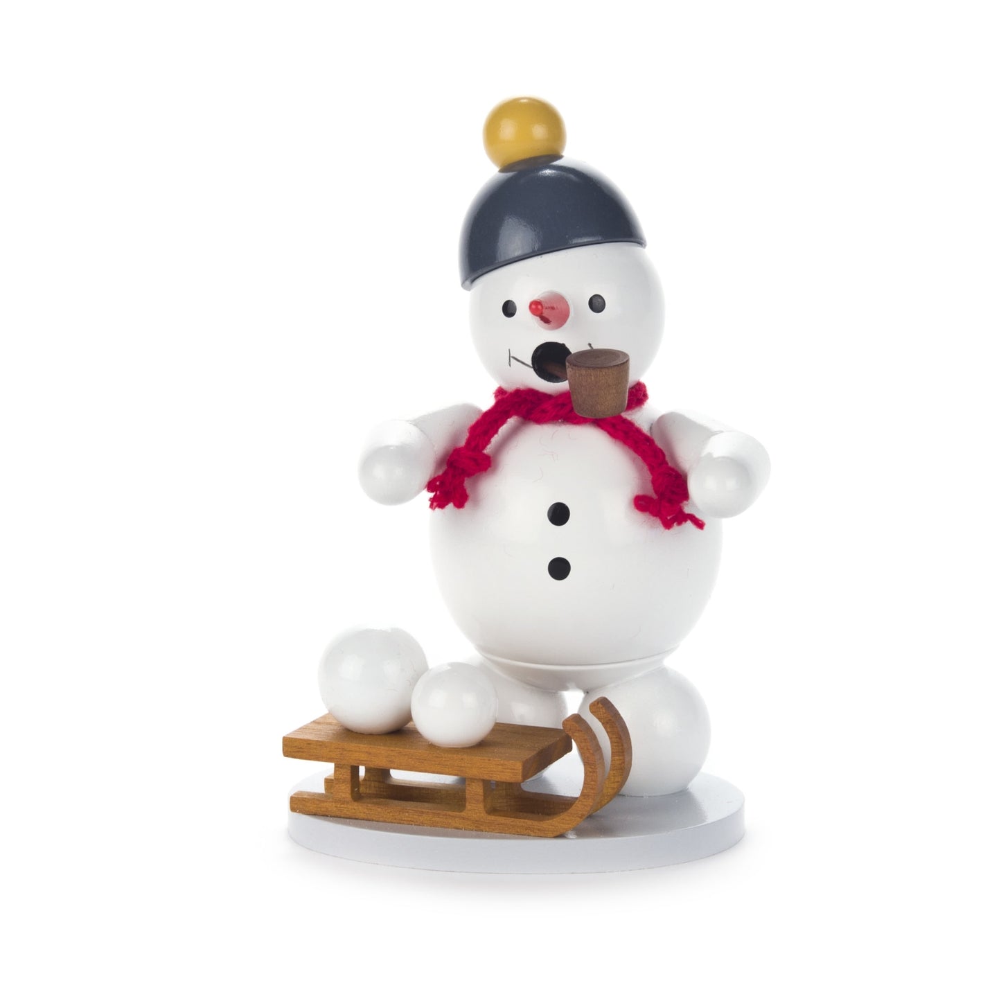Pinnacle Peak Trading German Wood Snowman with Sled Incense Burner 5 Inch German Smoker