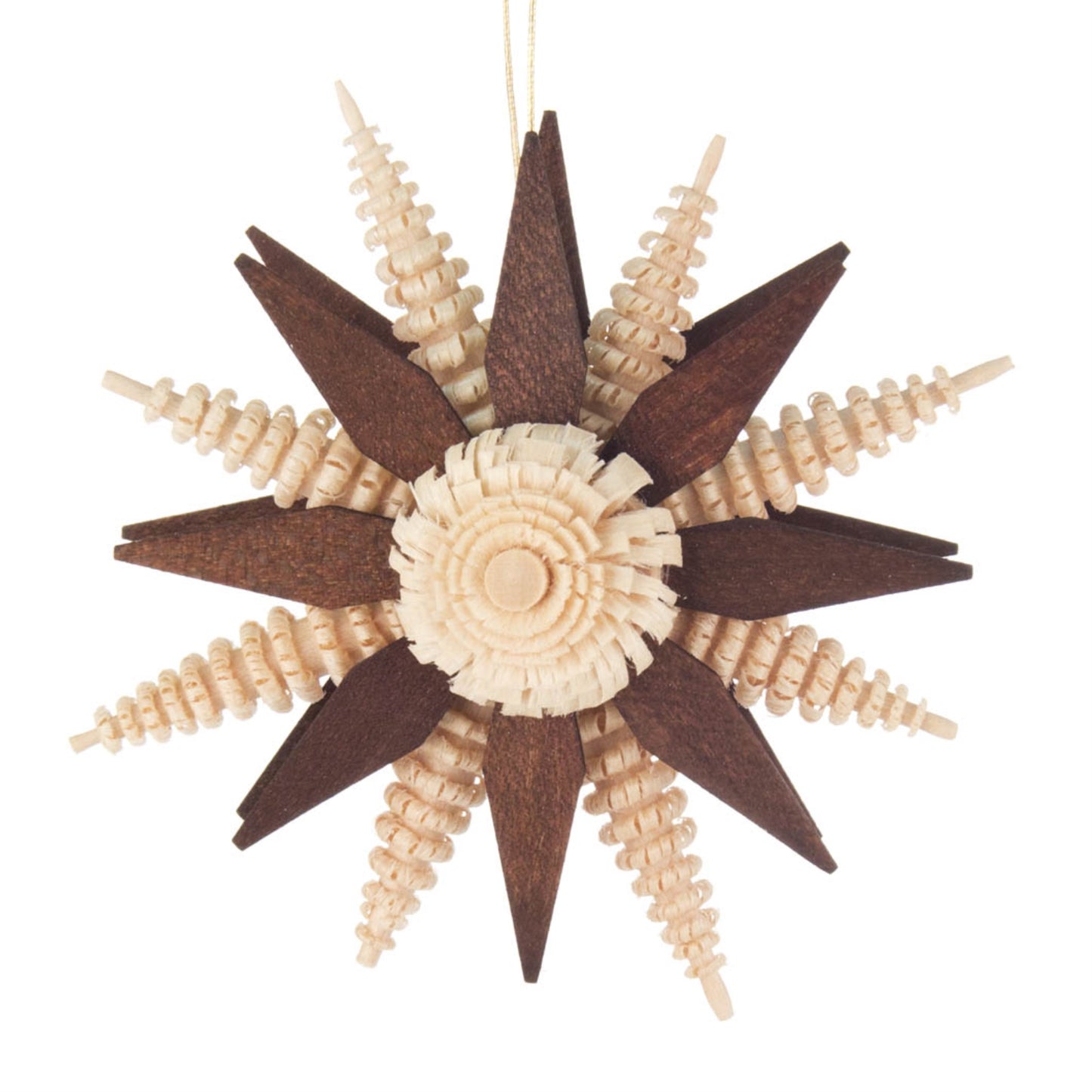 Pinnacle Peak Trading German Wood Brown Star Ornament 2.7 Inch Made in Germany