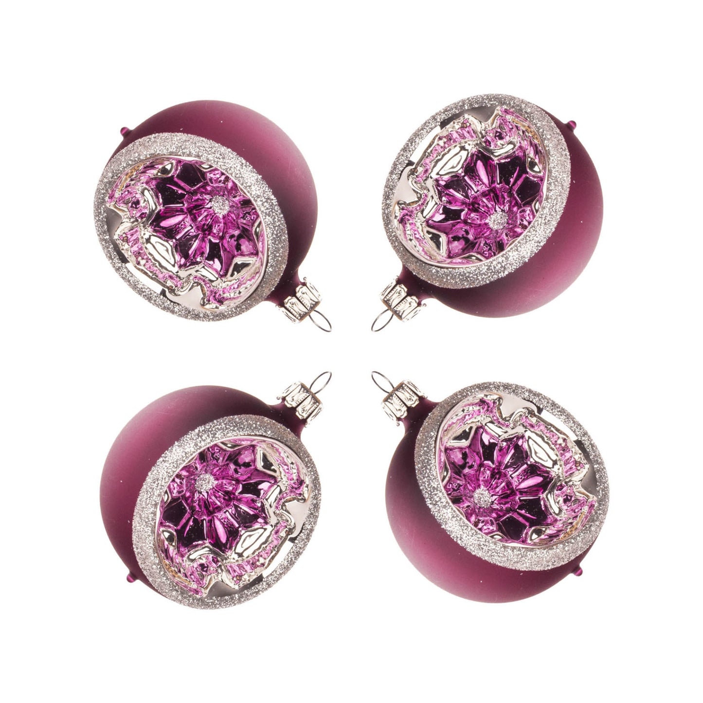 Pinnacle Peak Trading German Glass Matte Berry Ball Ornament 4 Piece set 3 Inch