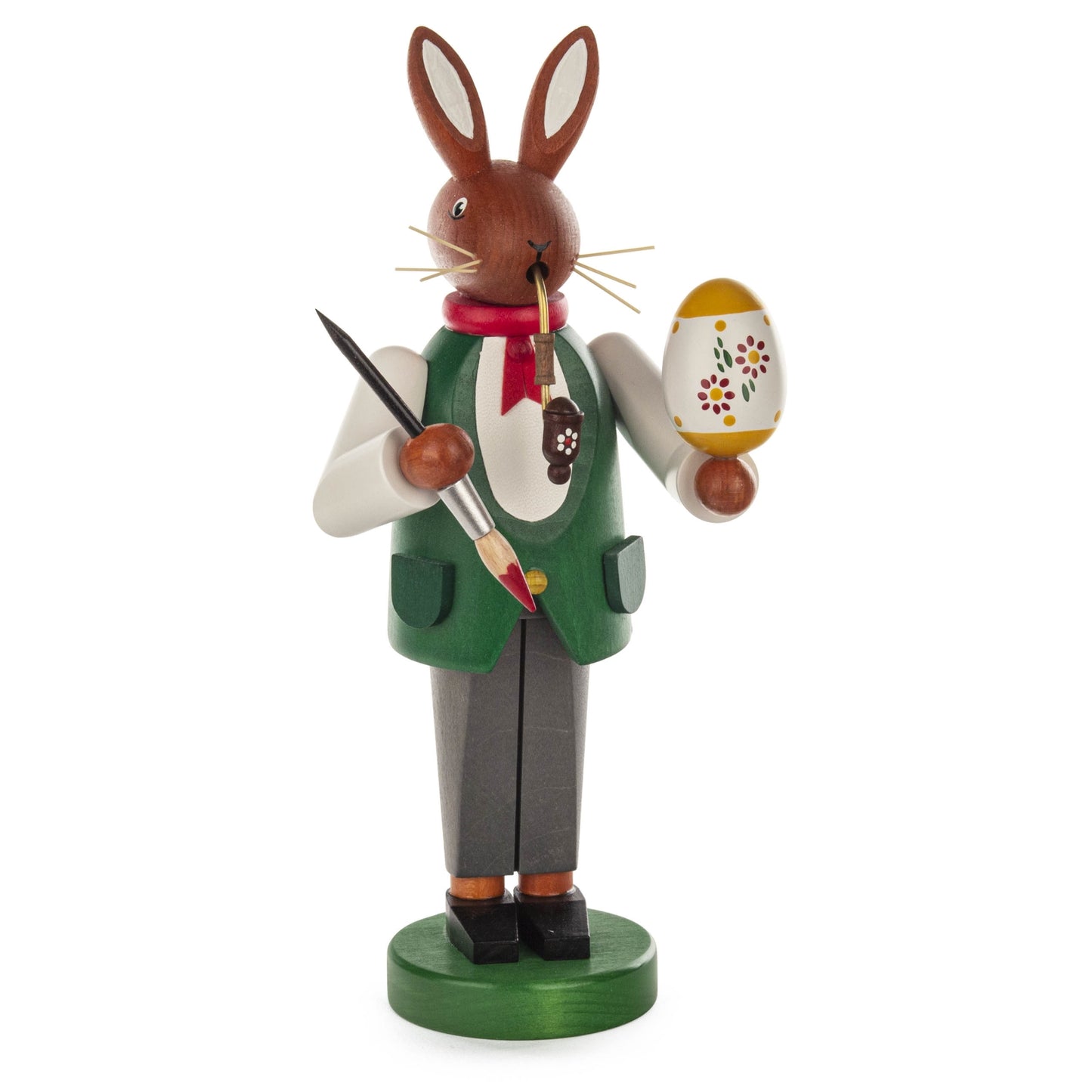 Pinnacle Peak Trading Bunny Rabbit Painting Easter Egg German Wood Incense Smoker 10 Inch