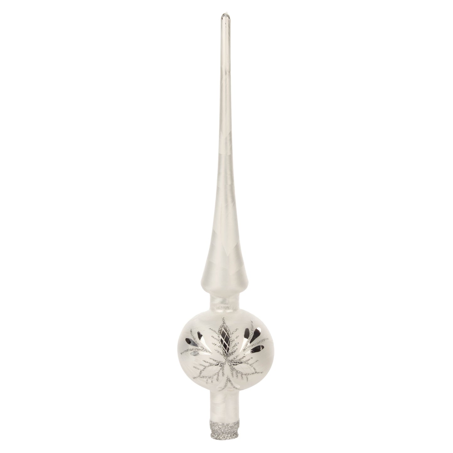 Pinnacle Peak Trading German Glass White Silver Tree Topper 10.6 Inch