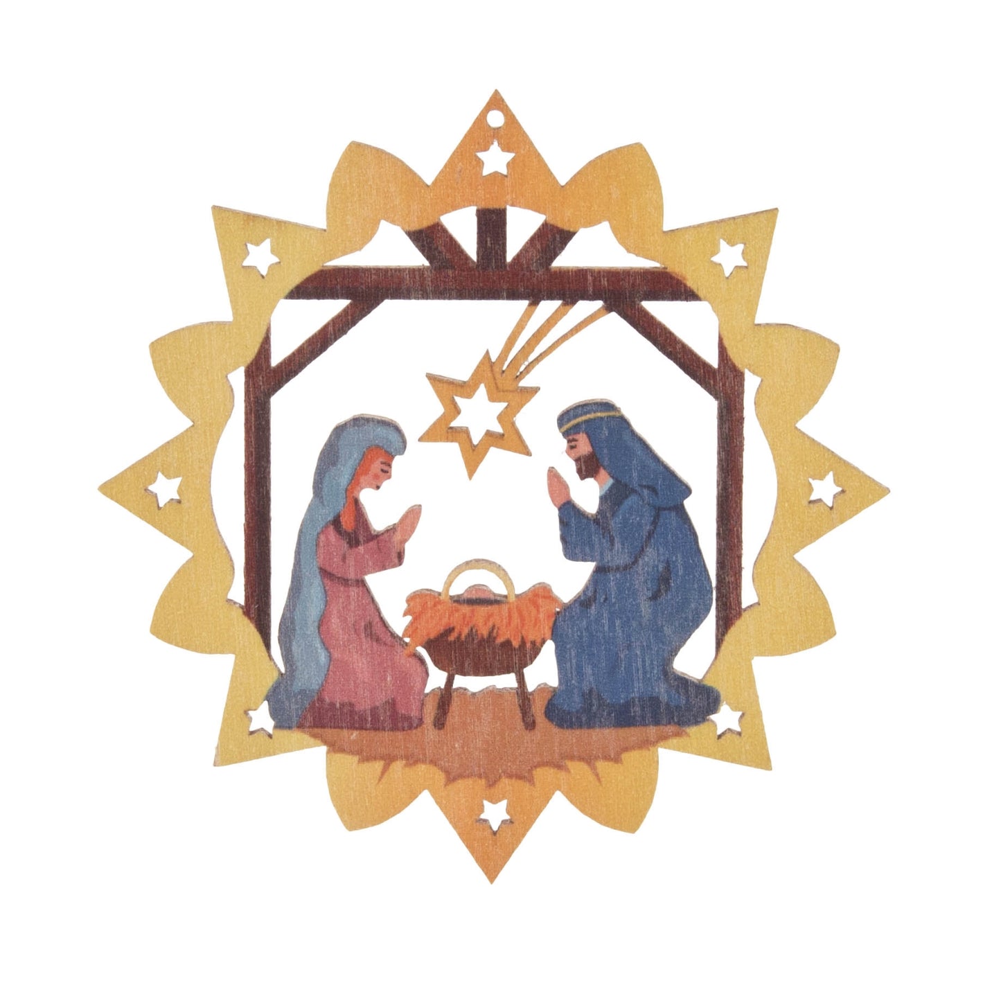 Pinnacle Peak Trading German Wood Colorful Nativity Ornament 6 Piece Set 2.3 Inch