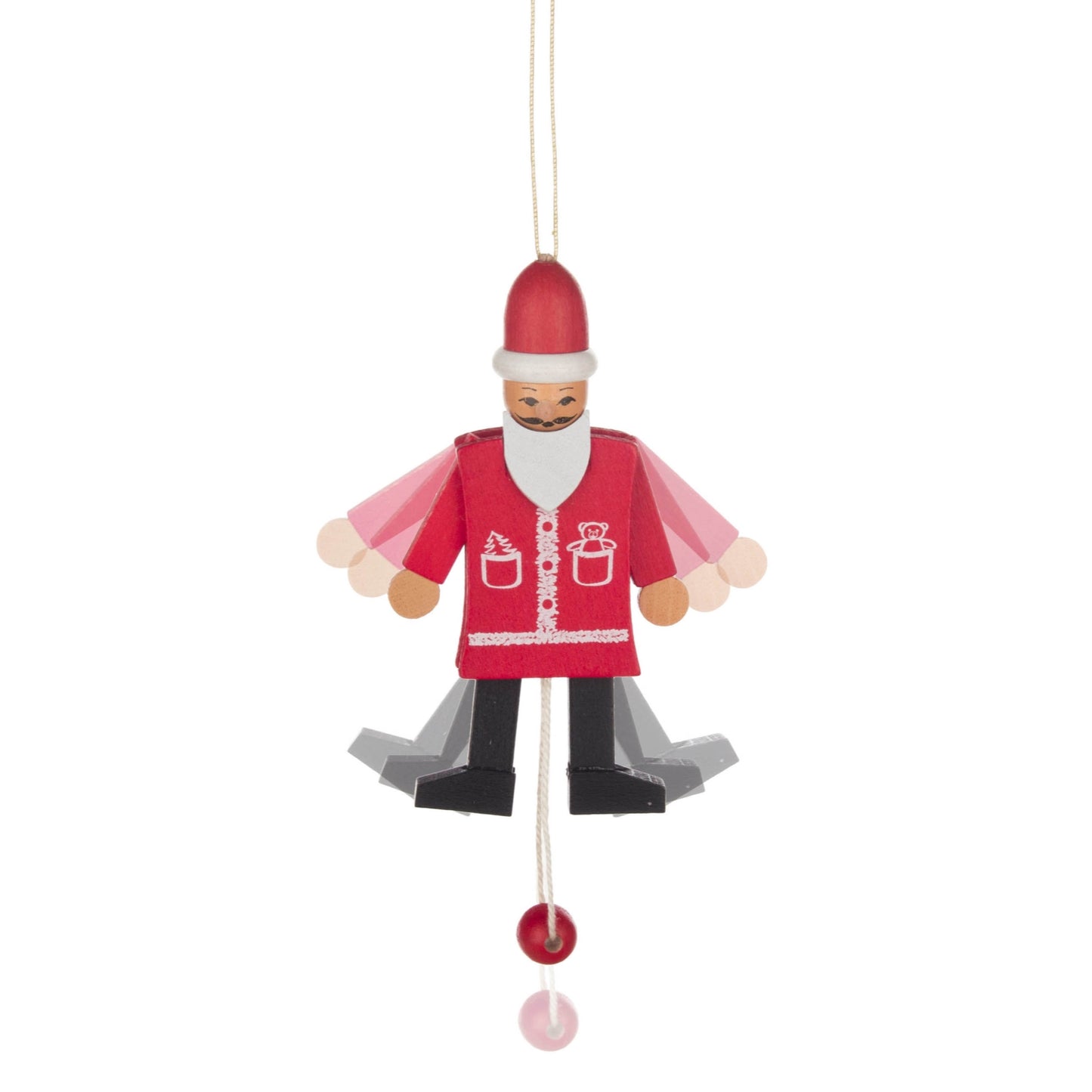 Pinnacle Peak Trading German Wood Jumping Jack Santa Claus Ornament 3.3 Inch