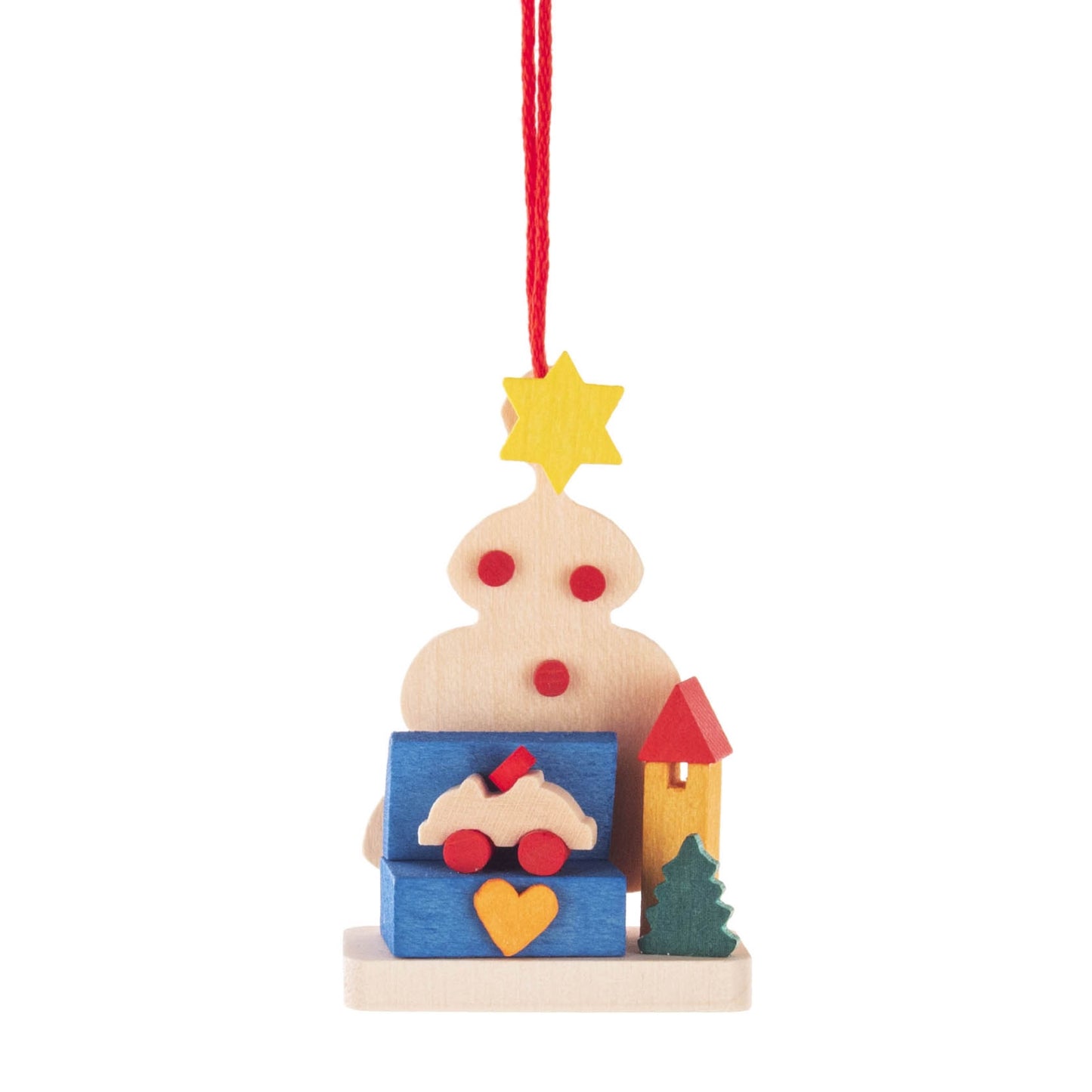 Pinnacle Peak Trading German Wood Christmas Tree with Toys Ornament 2.2 Inch