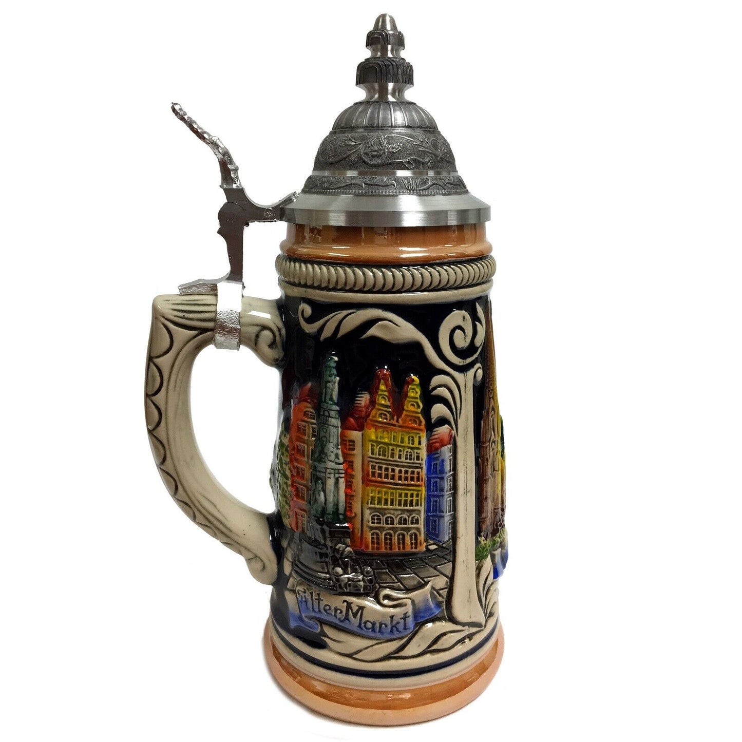 City of Koln Cologne Relief German Stoneware Beer Stein .5 L Made in Germany