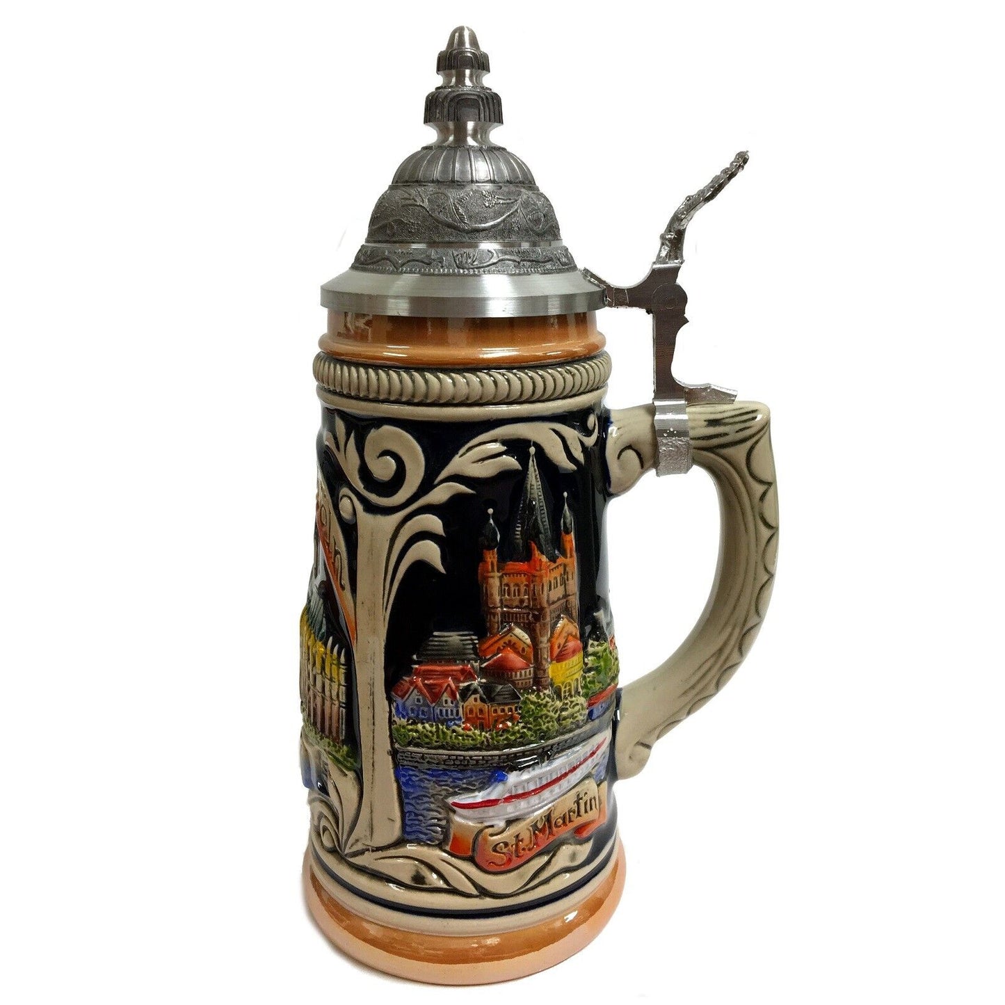 City of Koln Cologne Relief German Stoneware Beer Stein .5 L Made in Germany