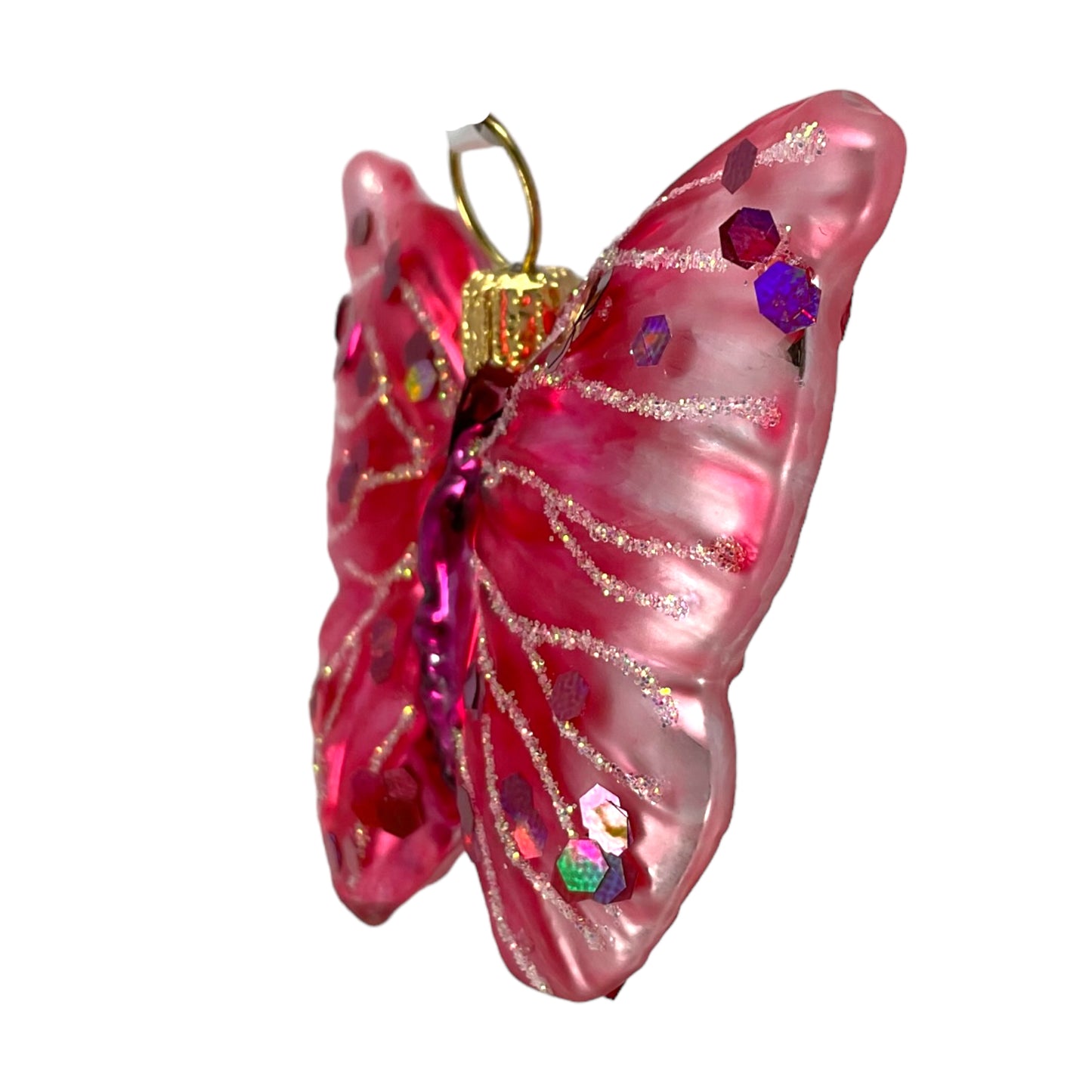 Purple Butterfly Polish Glass Christmas Tree Ornament Decoration Made in Poland