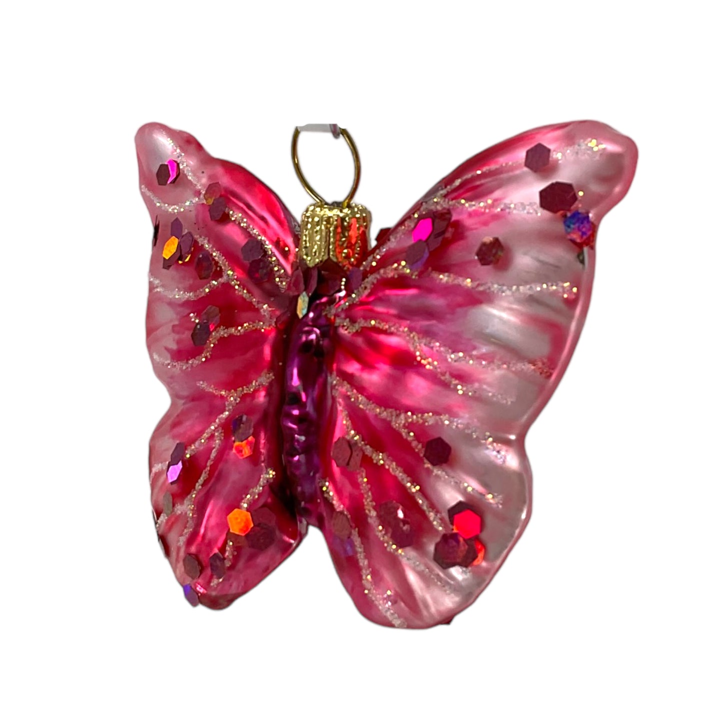 Purple Butterfly Polish Glass Christmas Tree Ornament Decoration Made in Poland