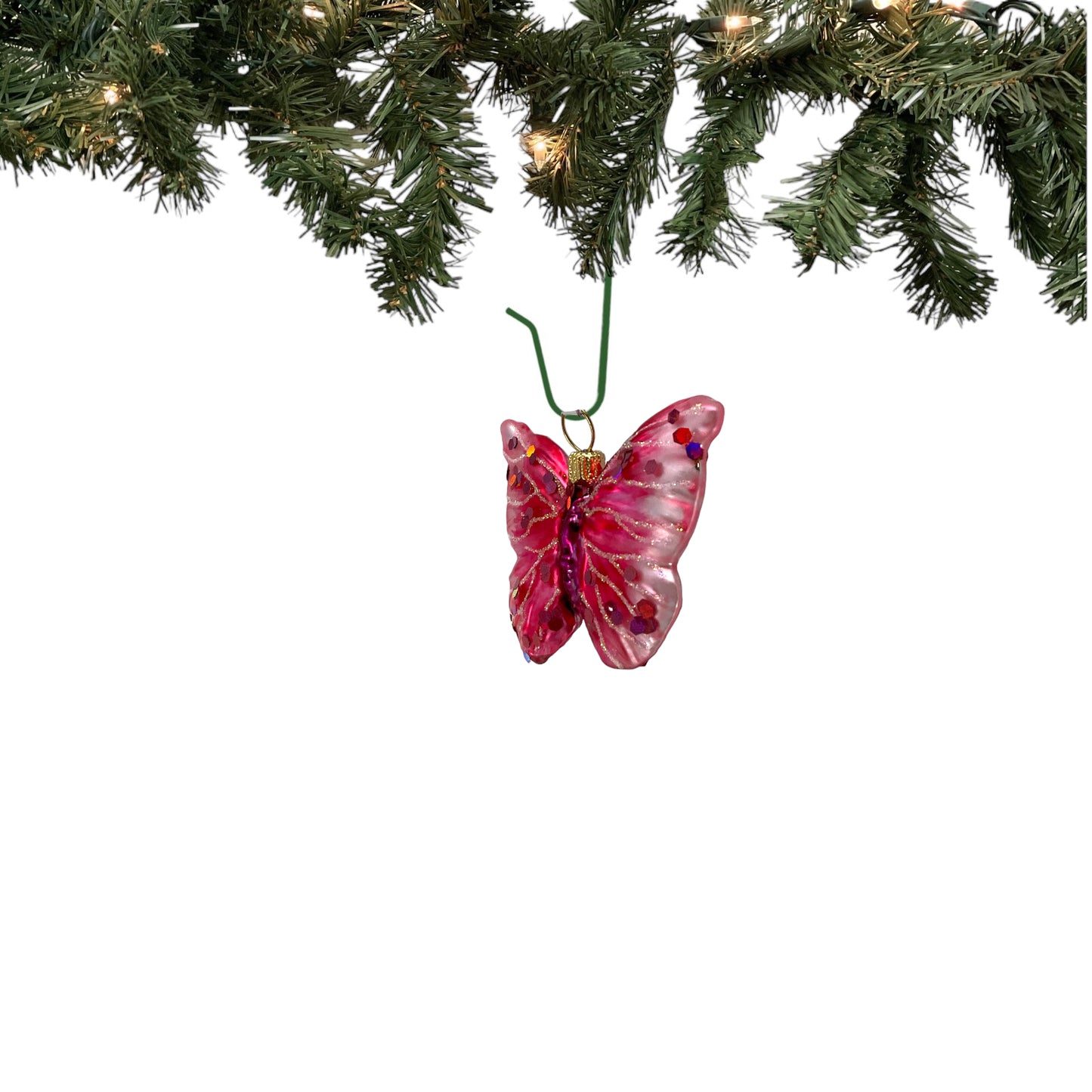 Purple Butterfly Polish Glass Christmas Tree Ornament Decoration Made in Poland