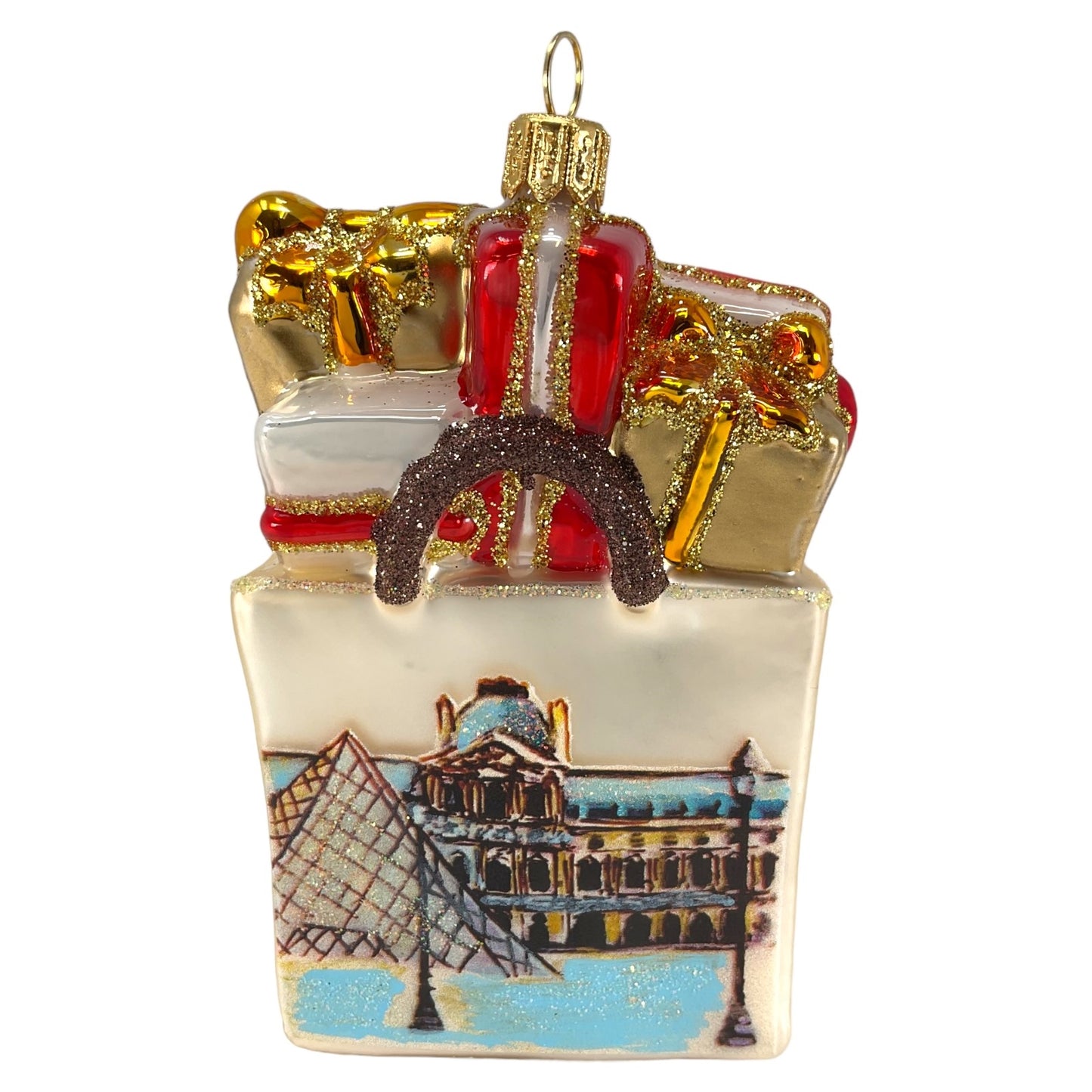 Pinnacle Peak Trading Paris France Shopping Bag Polish Glass Christmas Ornament Travel Decoration