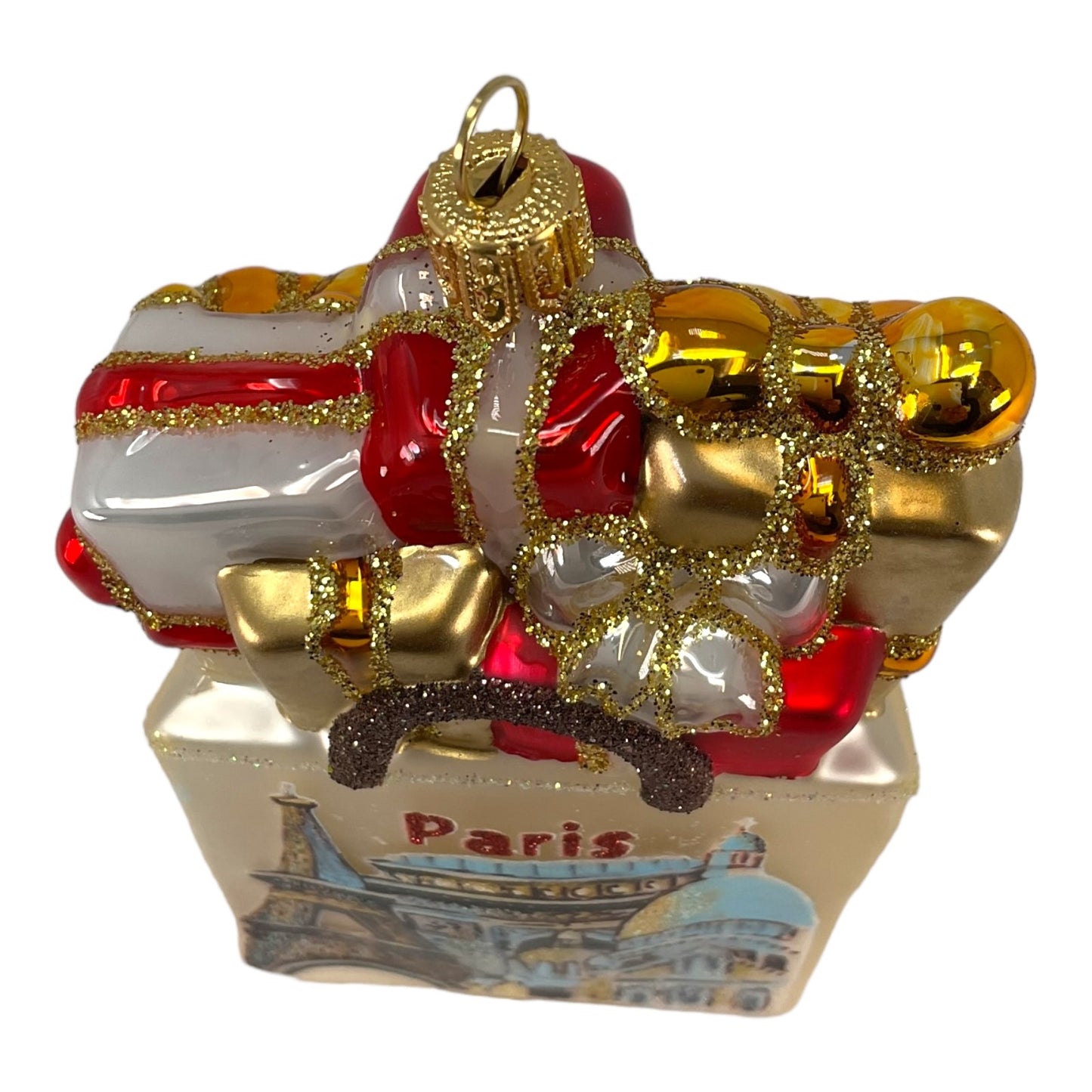 Pinnacle Peak Trading Paris France Shopping Bag Polish Glass Christmas Ornament Travel Decoration
