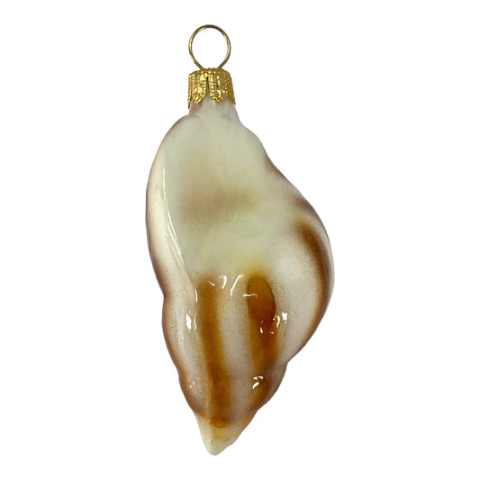 Brown Conch Seashell Polish Glass Christmas Tree Ornament