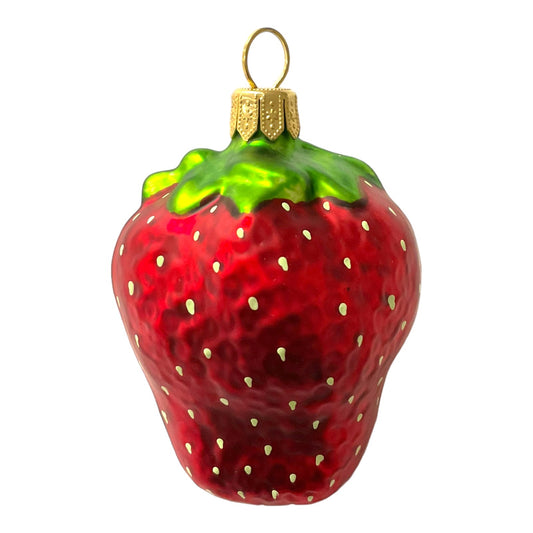 Strawberry Polish Glass Christmas Tree Ornaments Set of 2