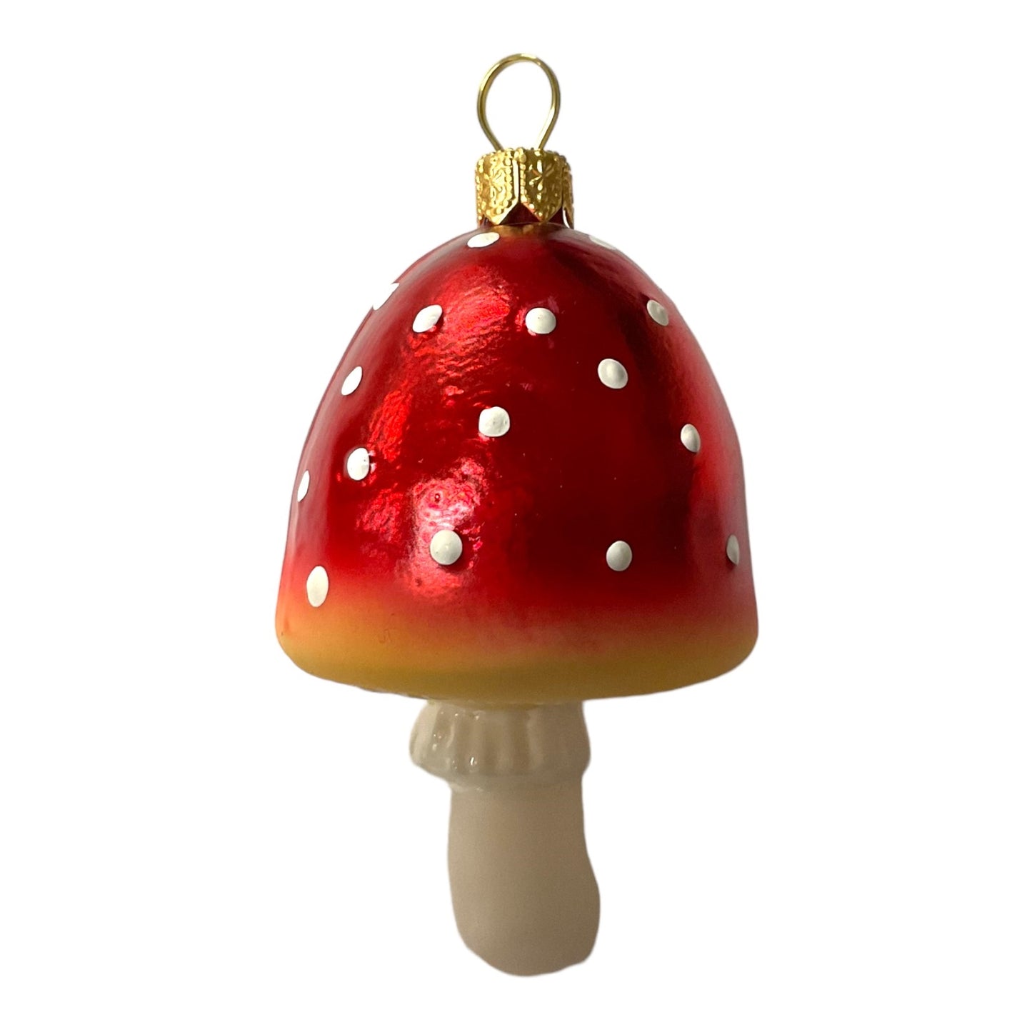 Small Mushroom Polish Glass Christmas Tree Ornaments Set of 2