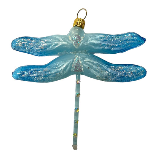 Blue Dragonfly Polish Glass Christmas Tree Ornament