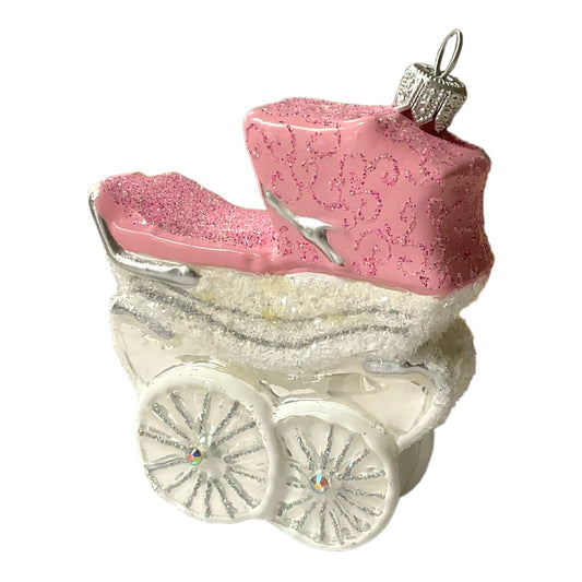 Pink and White Child Carriage Ornament