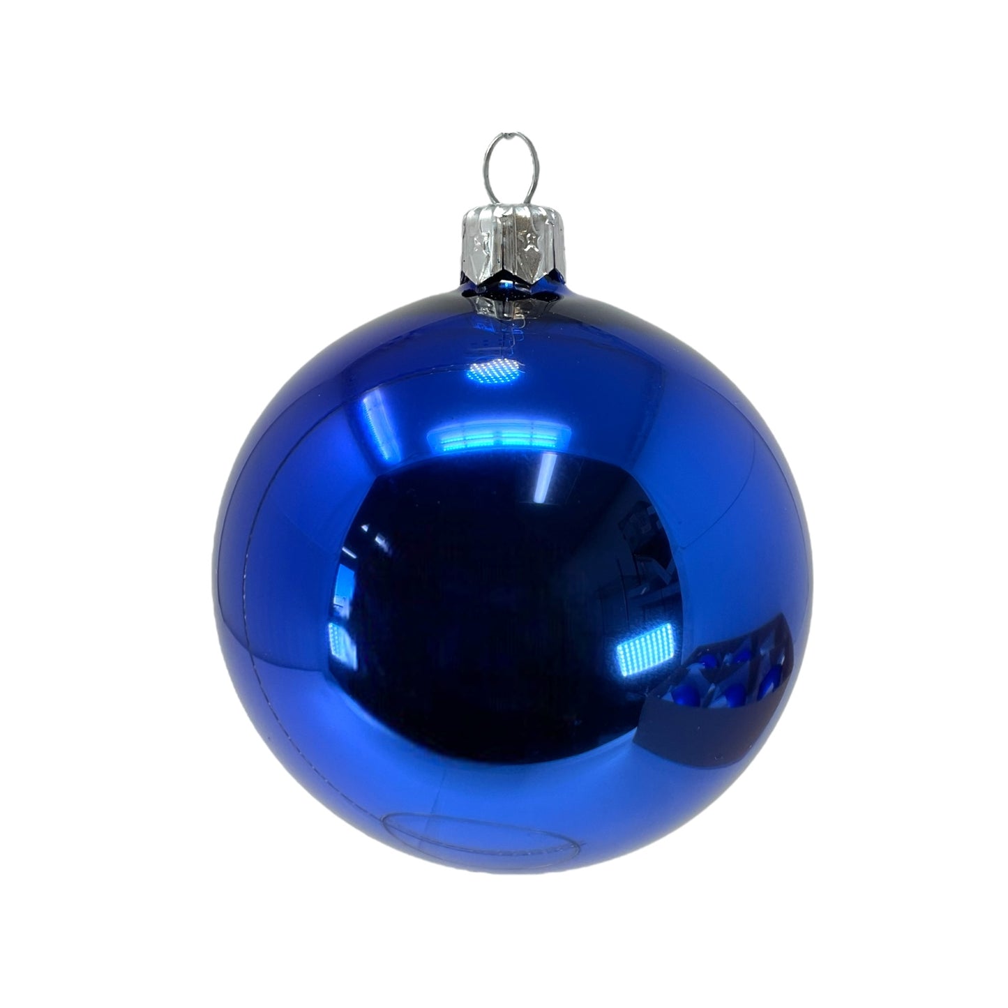 Pinnacle Peak Trading Blue Shiny and Matte Polish Glass 80mm Ball Bauble Ornaments 6 Piece Made in Poland 3.1 Inch