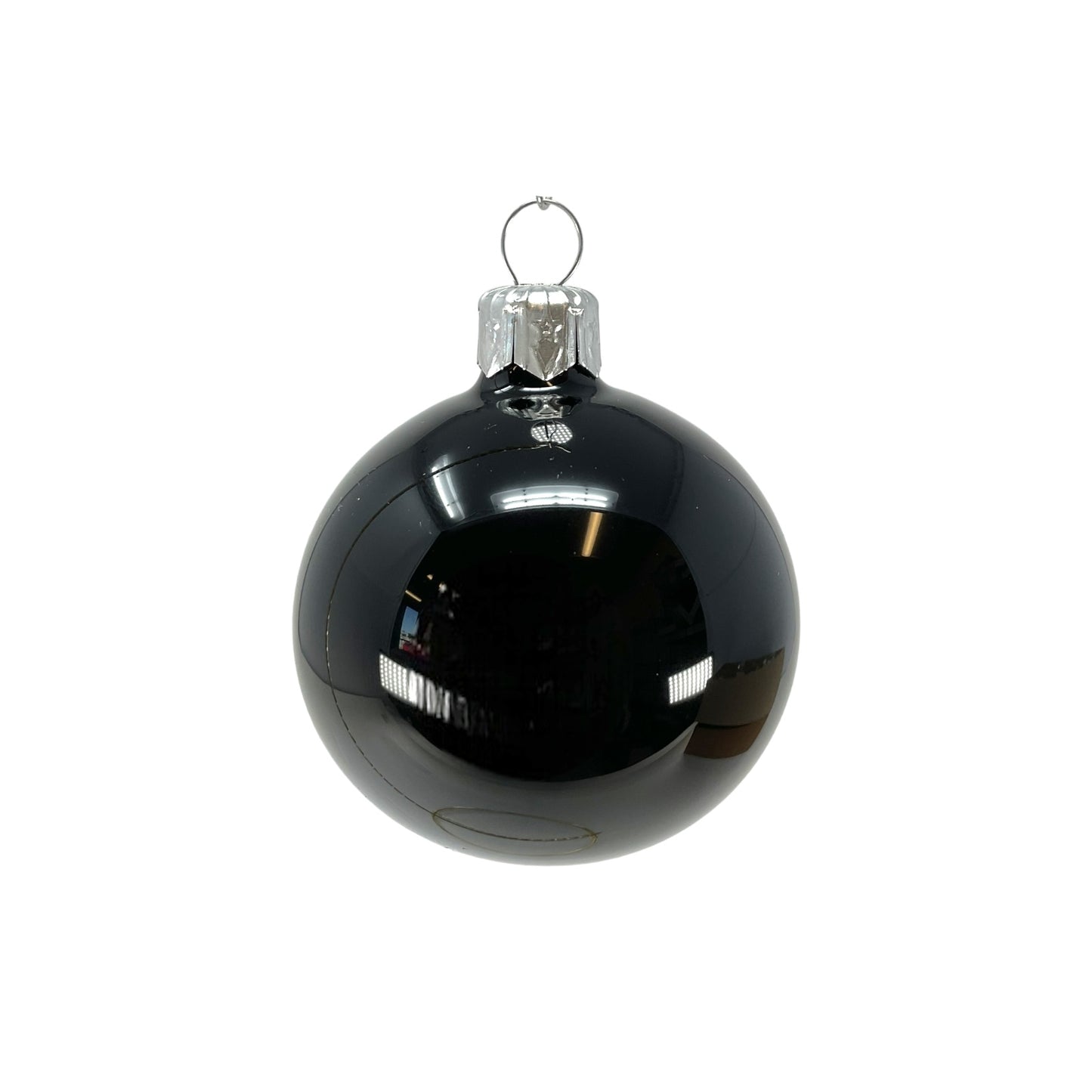 Pinnacle Peak Trading Black Shiny and Matte Polish Glass 60mm Ball Bauble Ornaments 6 Piece Made in Poland 2.4 Inch