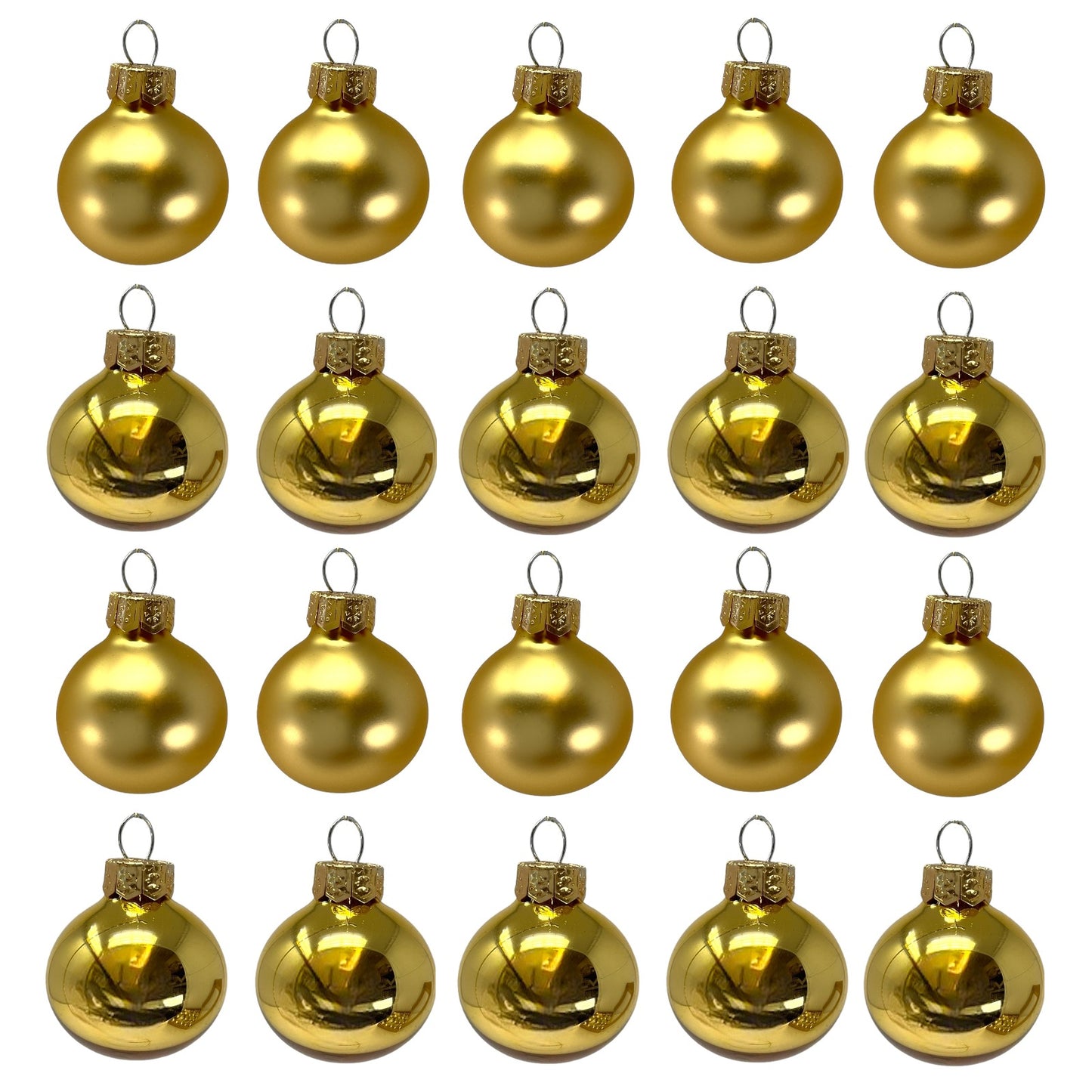 Pinnacle Peak Trading Gold Shiny and Matte Polish Glass 30mm Ball Bauble Ornaments 20 Piece Made in Poland 1.2 Inch