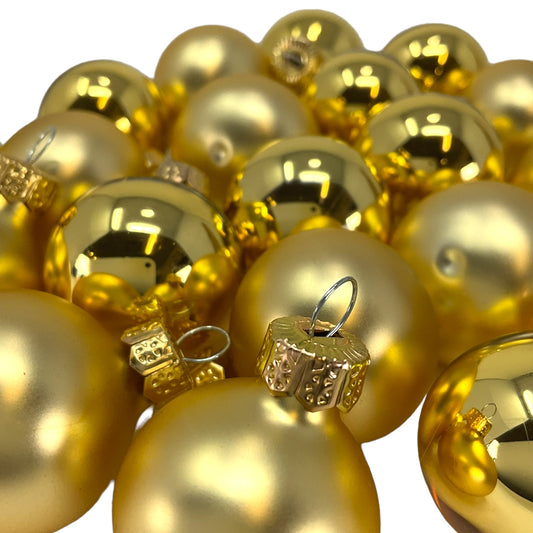 Pinnacle Peak Trading Gold Shiny and Matte Polish Glass 30mm Ball Bauble Ornaments 20 Piece Made in Poland 1.2 Inch