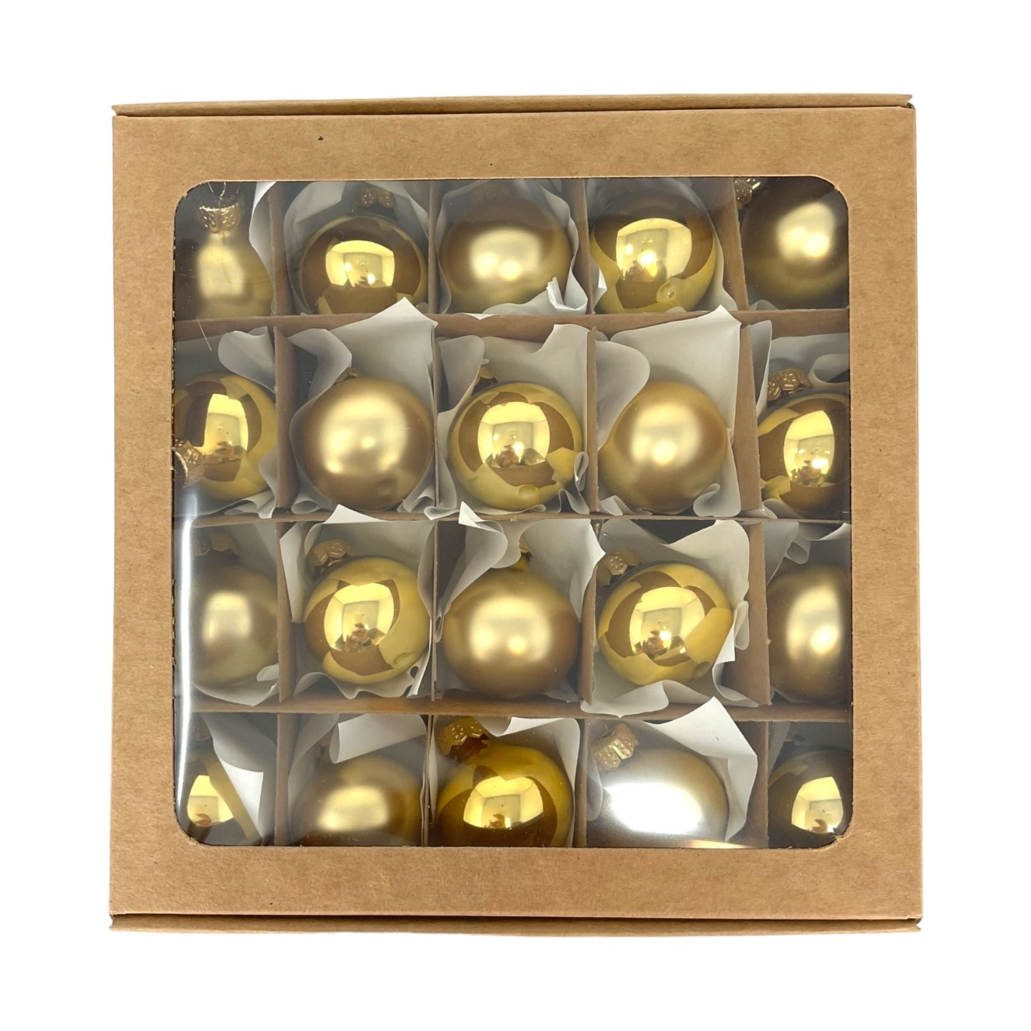 Pinnacle Peak Trading Gold Shiny and Matte Polish Glass 30mm Ball Bauble Ornaments 20 Piece Made in Poland 1.2 Inch