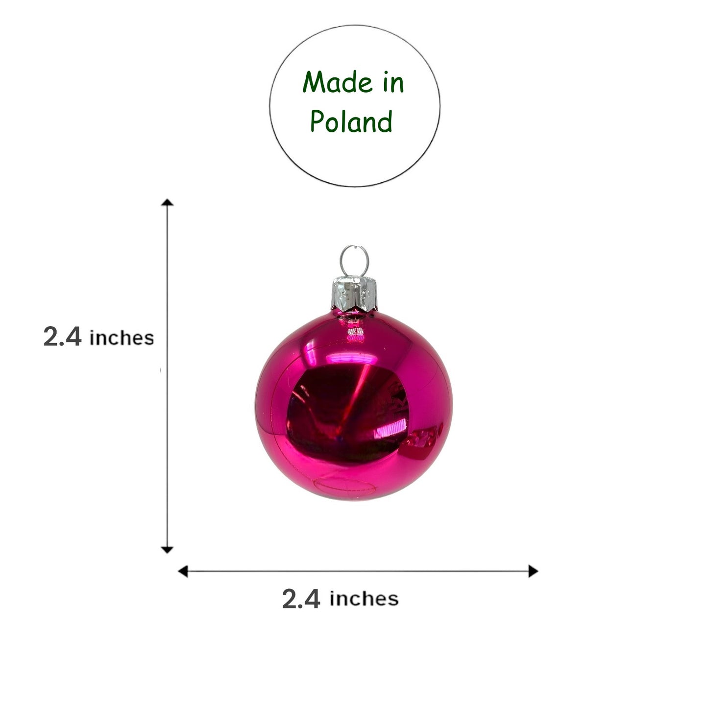 Pinnacle Peak Trading Pink Shiny and Matte Polish Glass 60mm Ball Bauble Ornaments 6 Piece Made in Poland 2.4 Inch