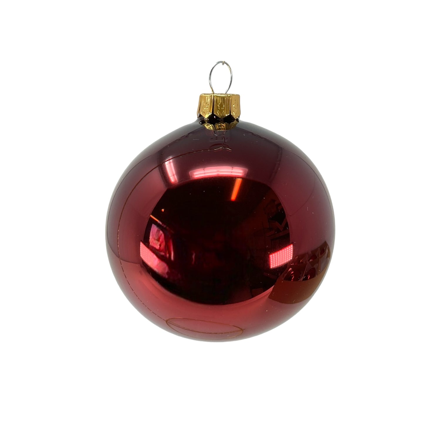 Pinnacle Peak Trading Burgundy Red Shiny and Matte Polish Glass 80mm Ball Bauble Ornaments 6 Piece Made in Poland 3.1 Inch