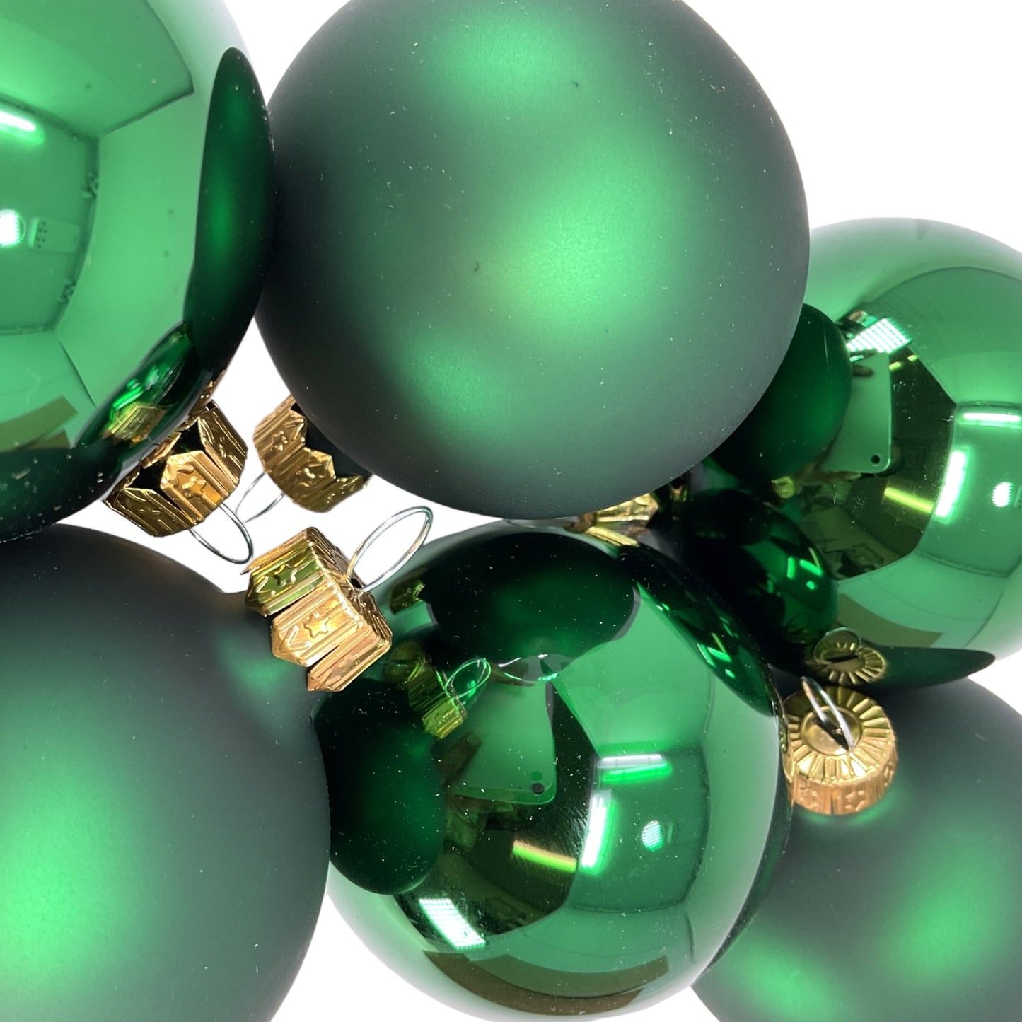 Pinnacle Peak Trading Christmas Green Shiny and Matte Polish Glass 60mm Ball Bauble Ornaments 6 Piece Made in Poland 2.4 Inch